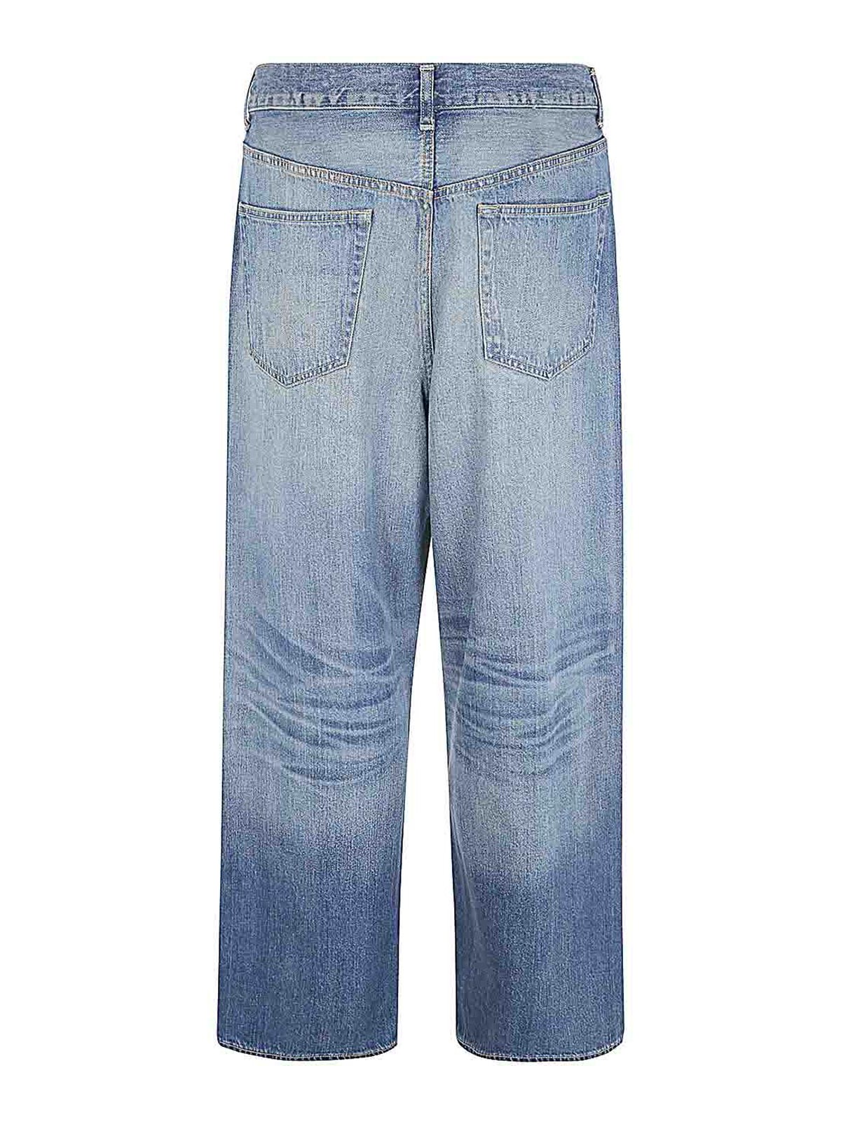 Shop Junya Watanabe Wide Leg Jeans In Blue