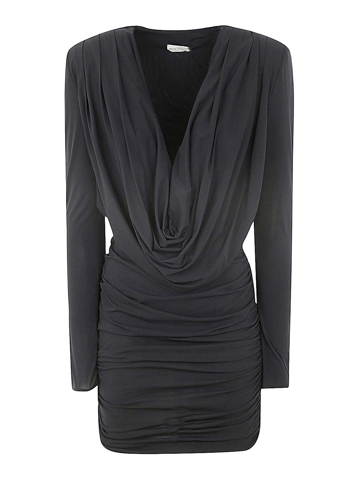 Shop Magda Butrym Long Sleeve Mini Dress In Black