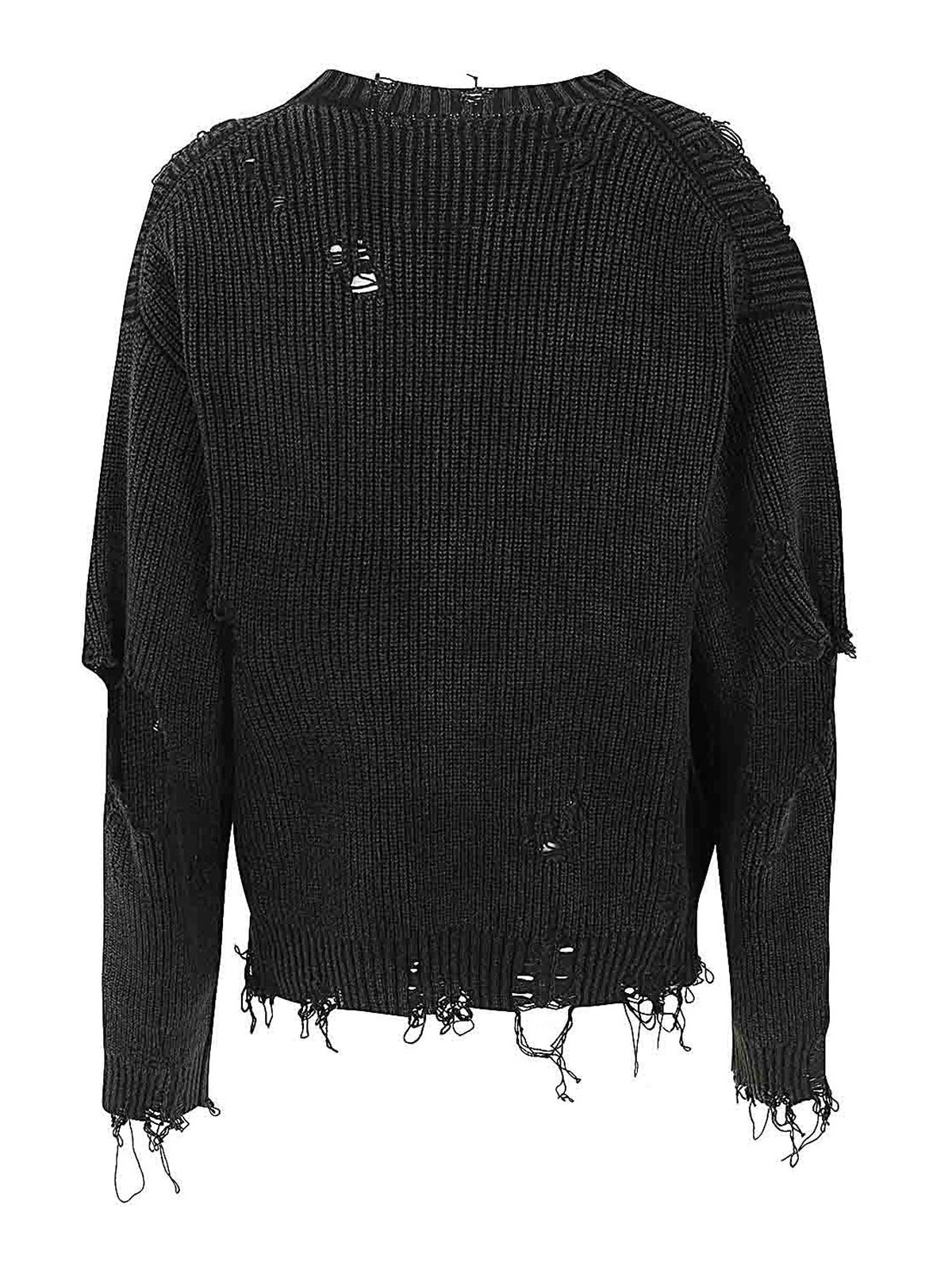 Shop Miharayasuhiro Bleached Knit Pullover In Black