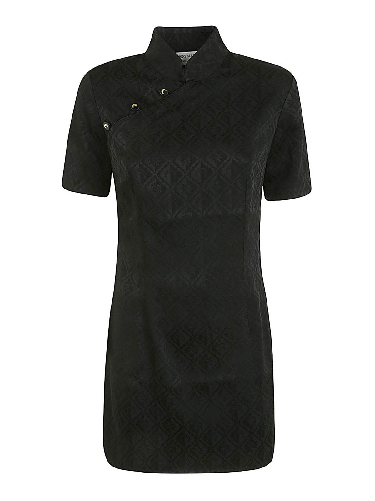 Shop Marine Serre Jacquard Viscose Mini Dress In Black