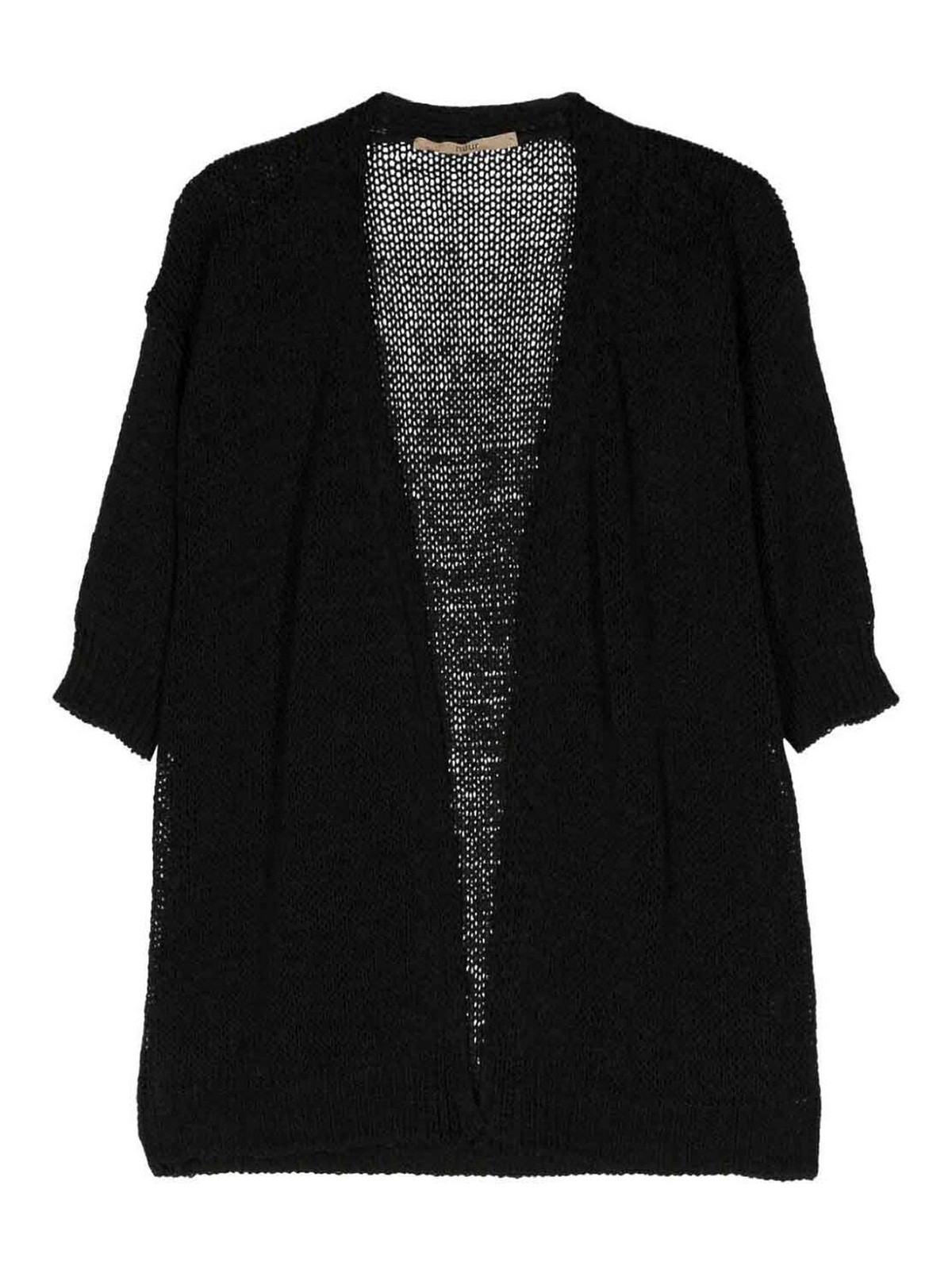 Shop Nuur Short Sleeves Cardigan In Black