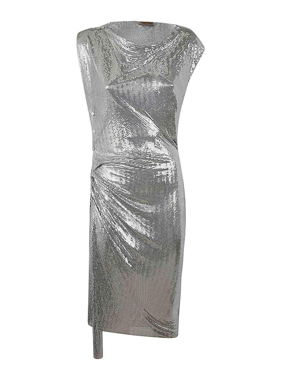 RABANNE DRAPED MESH DRESS