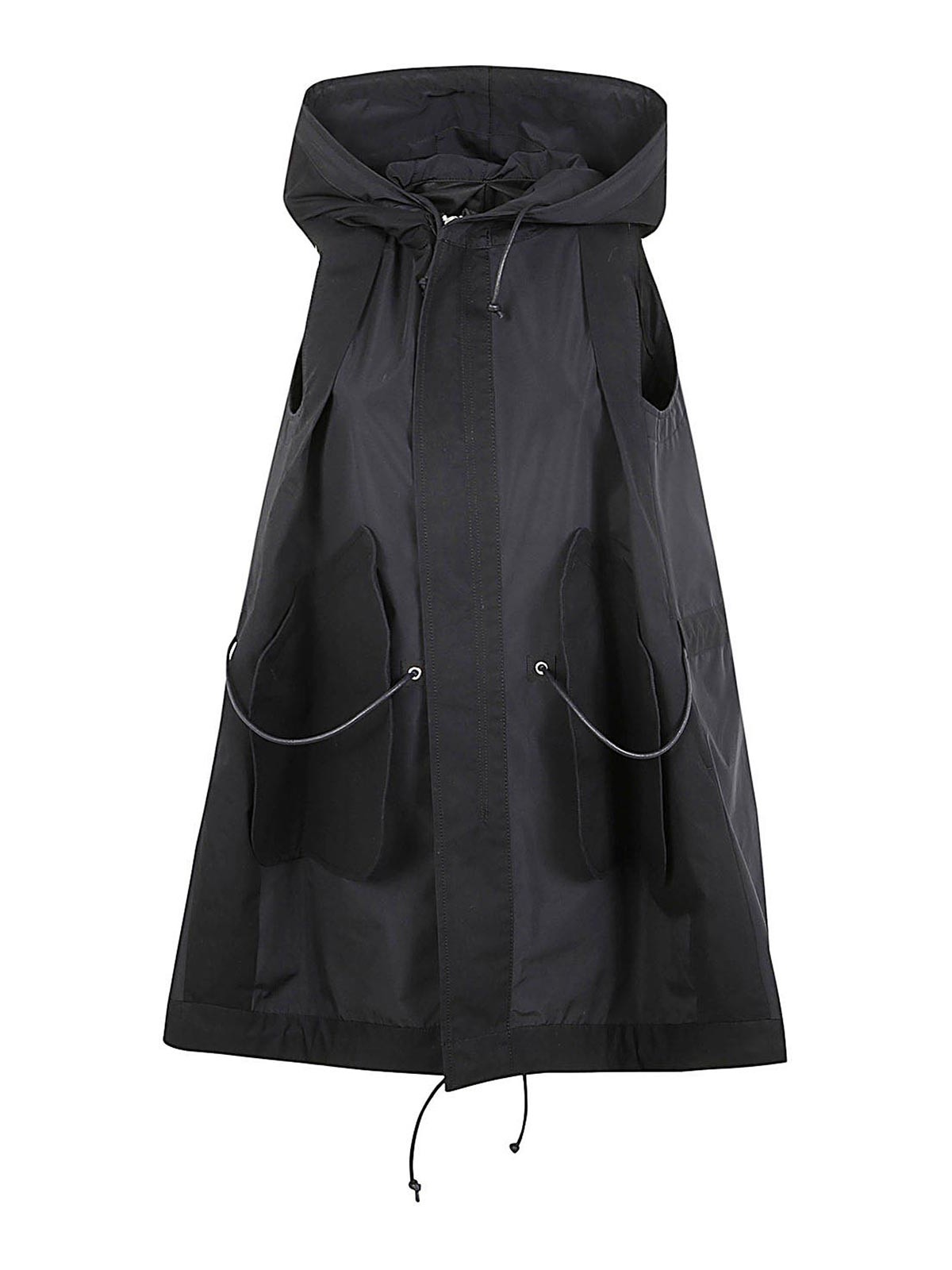 Shop Sacai Taffeta Hooded Vest In Black