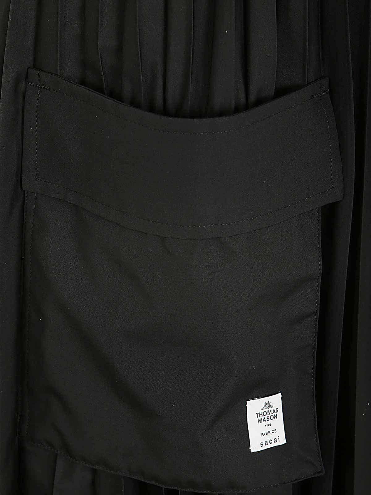 Shop Sacai Thomas Mason Cotton Poplin Skirt In Black
