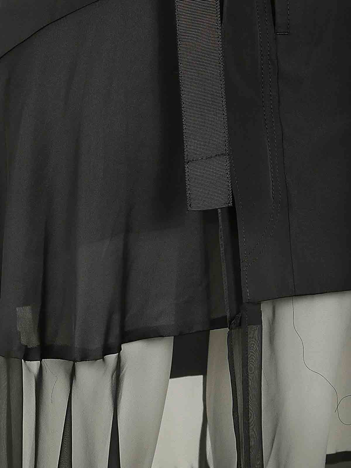 Shop Sacai Fabric Combo Skirt In Black
