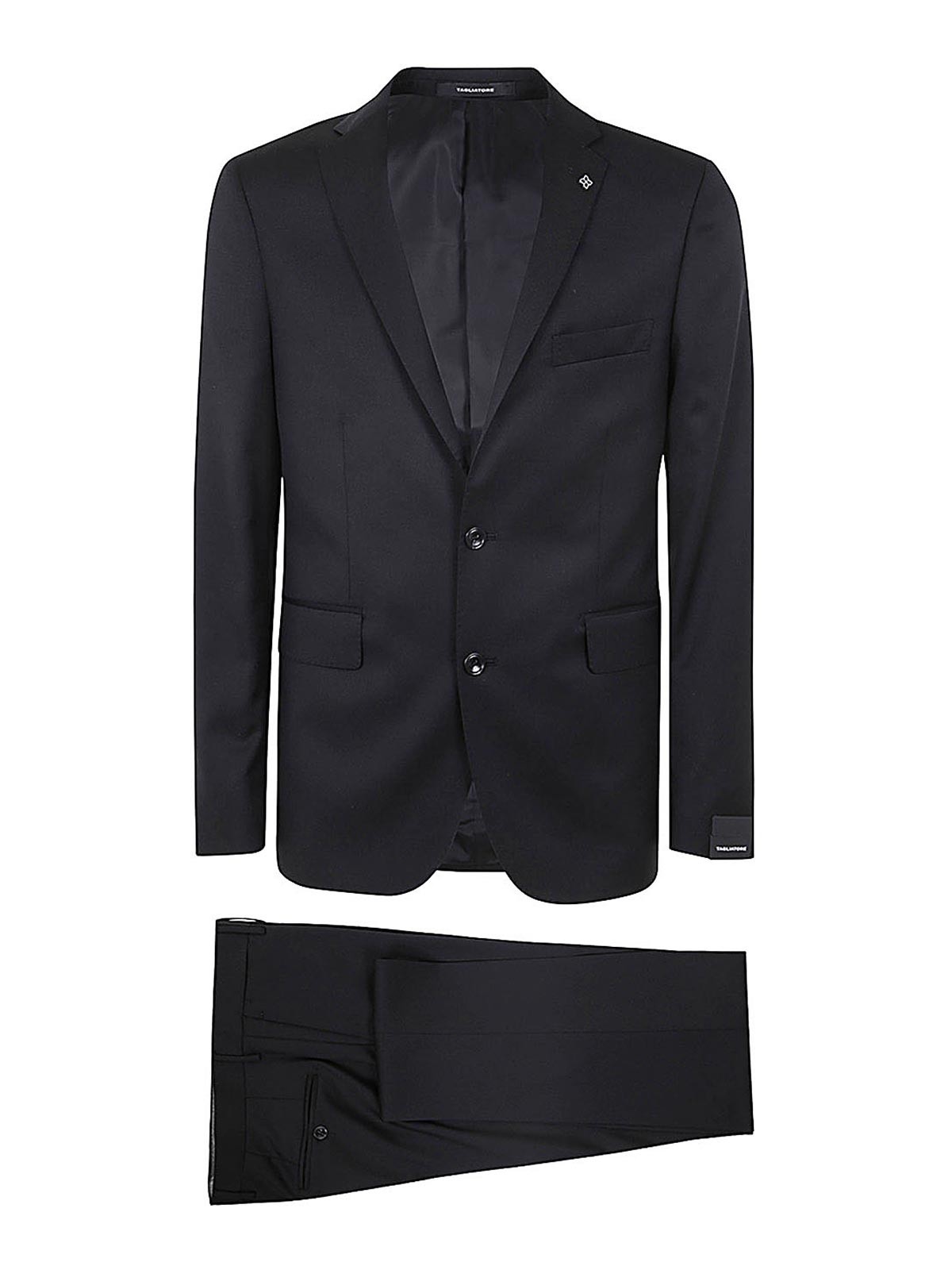 Shop Tagliatore Classic Suit With Constructed Shoulder In Black
