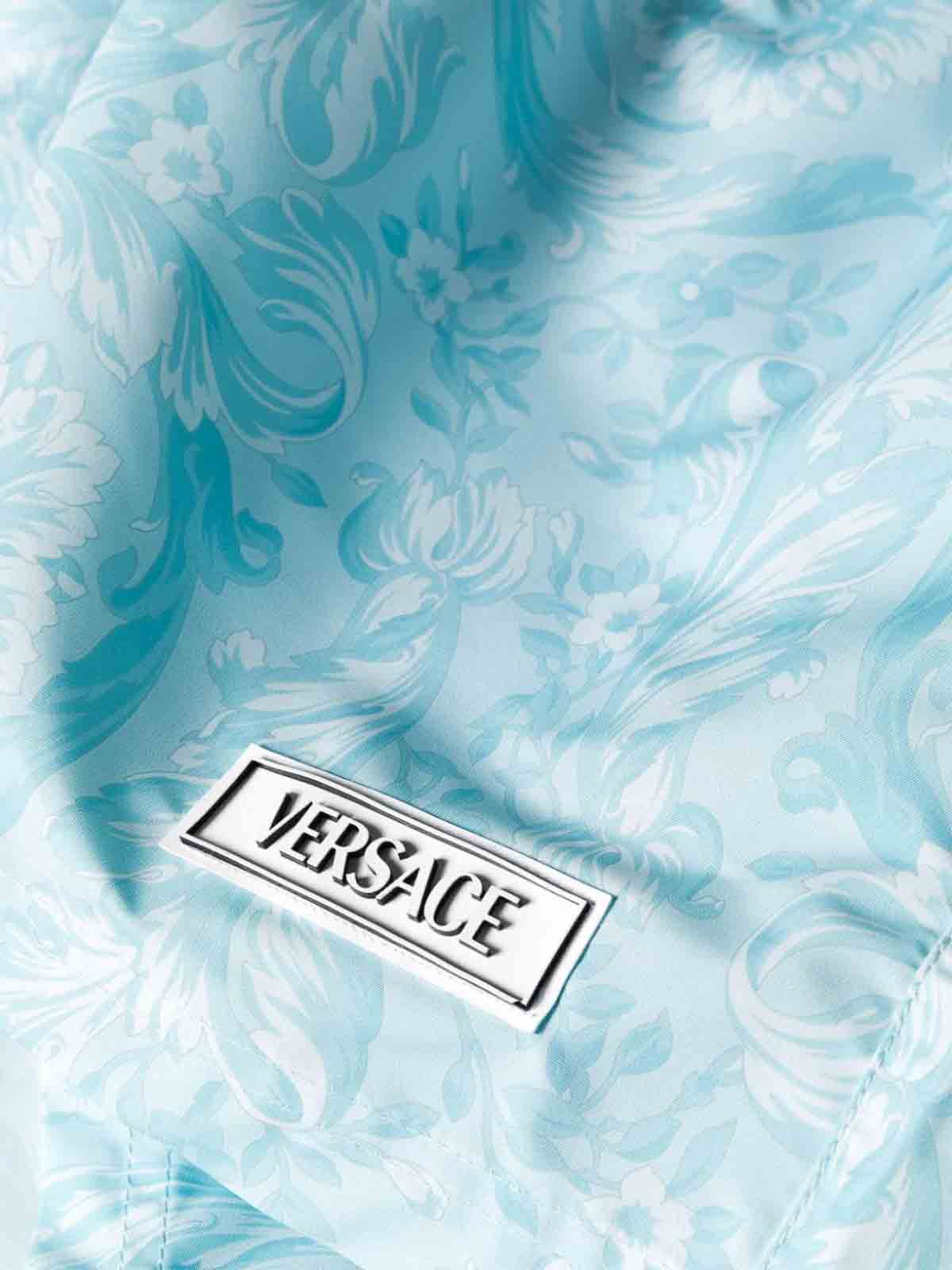 Shop Versace Swimming Trunk In Blue