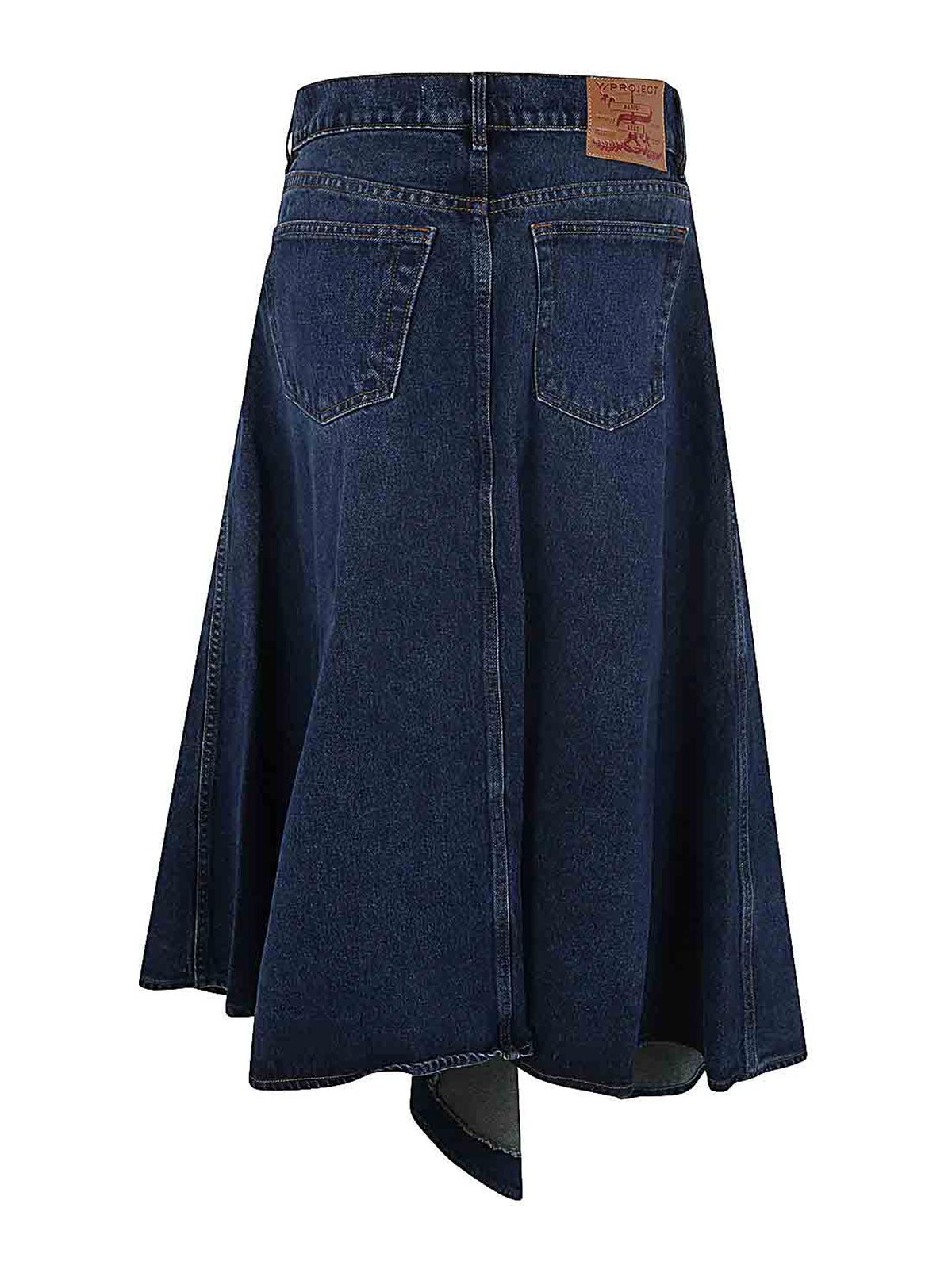 Shop Y/project Evergreen Cut Out Denim Skirt In Blue