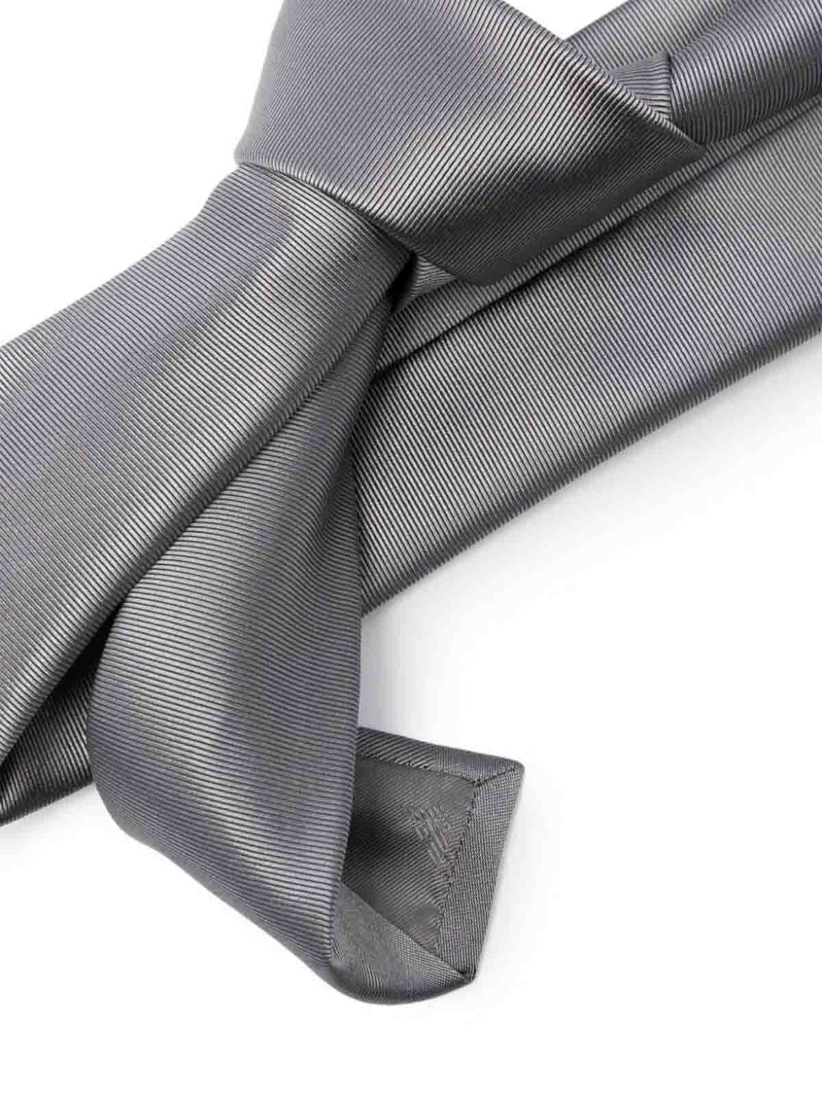 Shop Emporio Armani Woven Jacquard Tie In Grey
