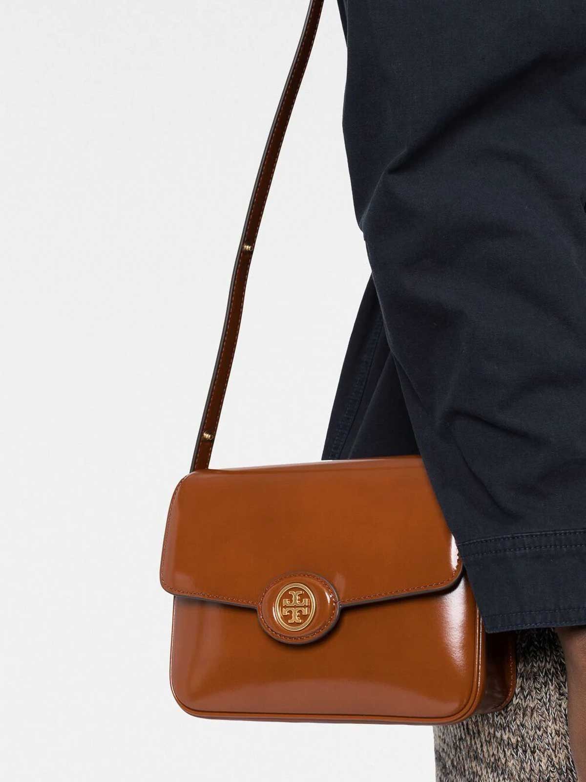 Shop Tory Burch Robinson Convertible Shoulder Bag In Brown