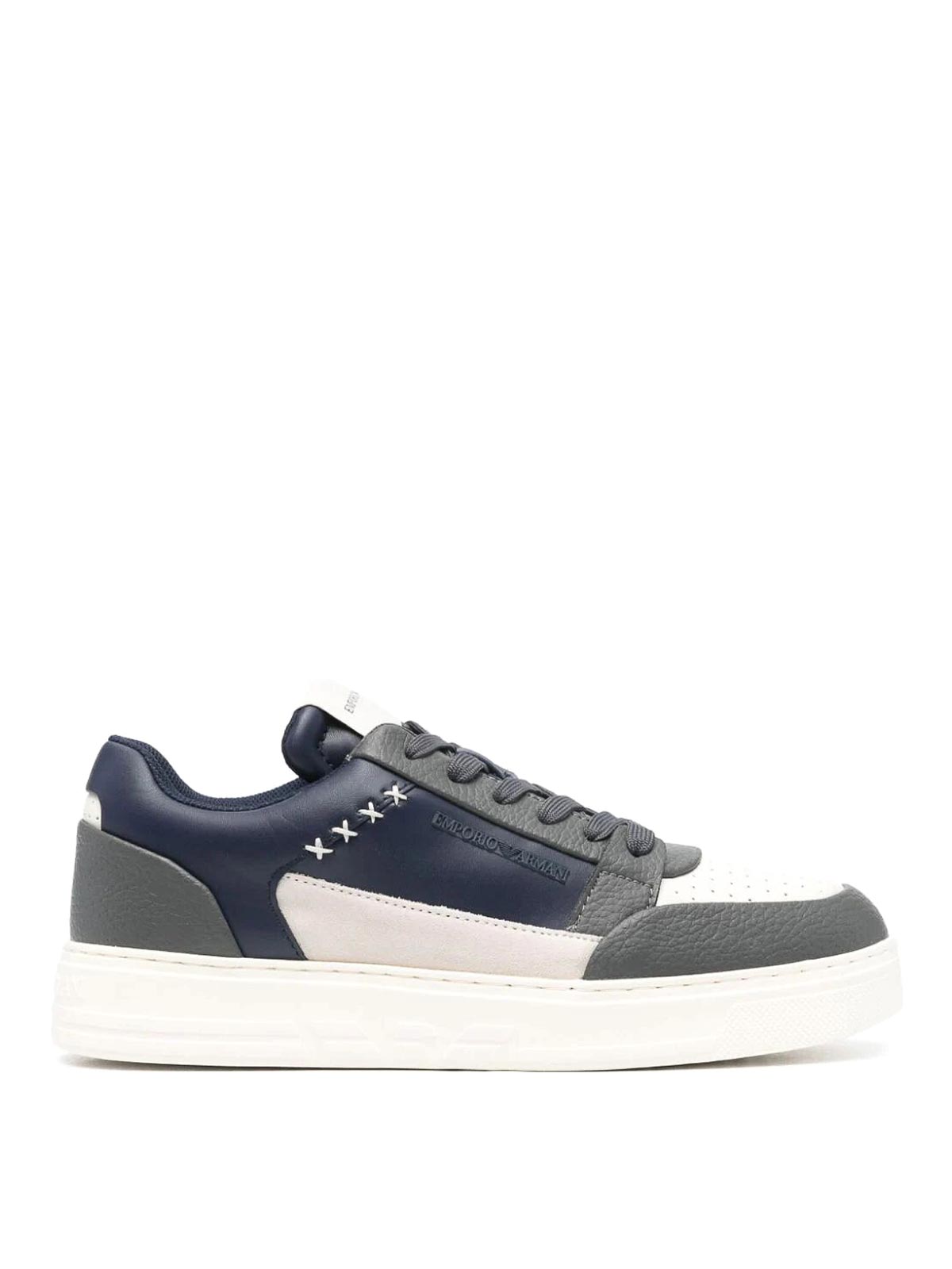 Shop Emporio Armani Suede Sneaker In Grey