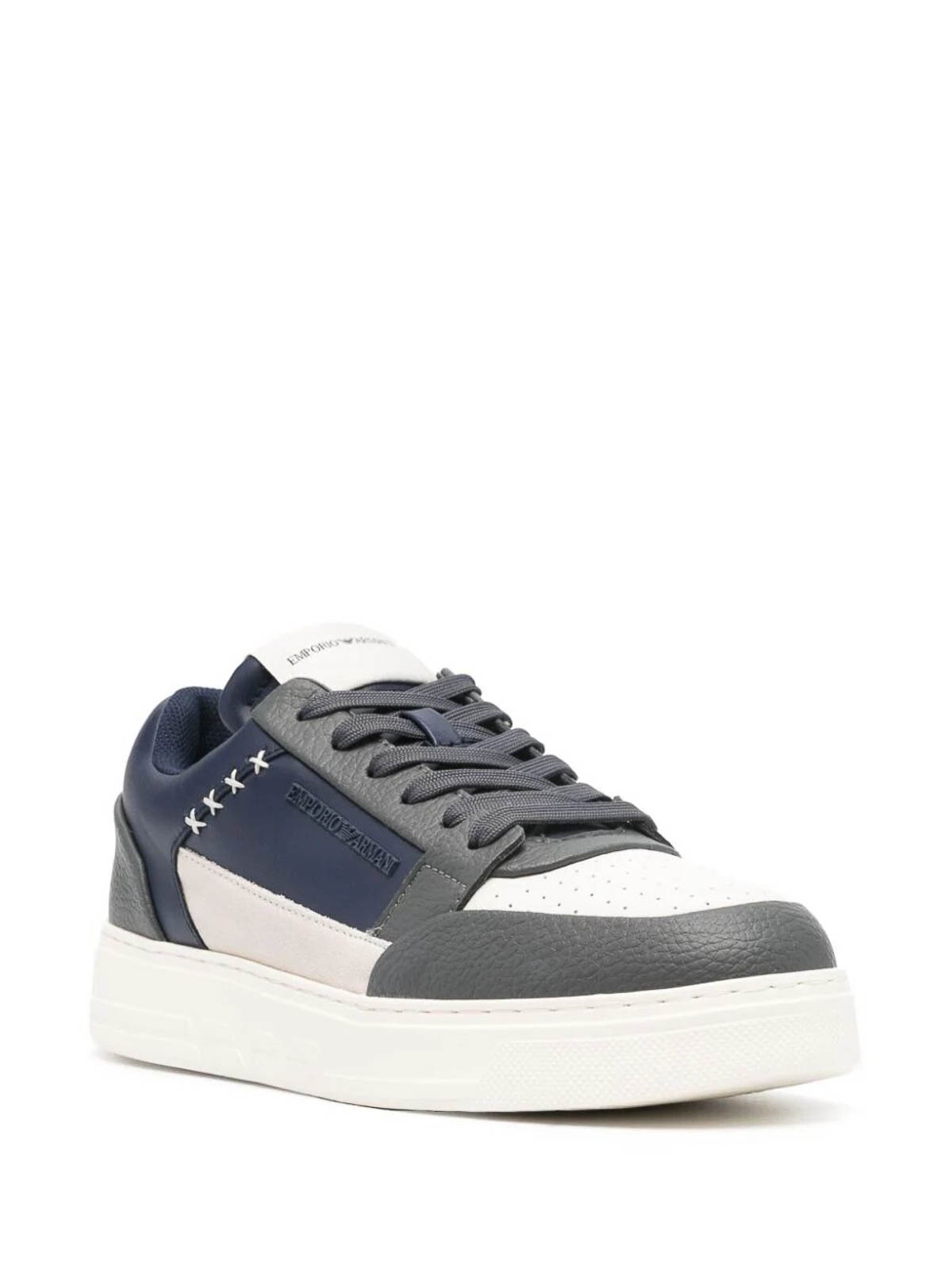 Shop Emporio Armani Suede Sneaker In Grey