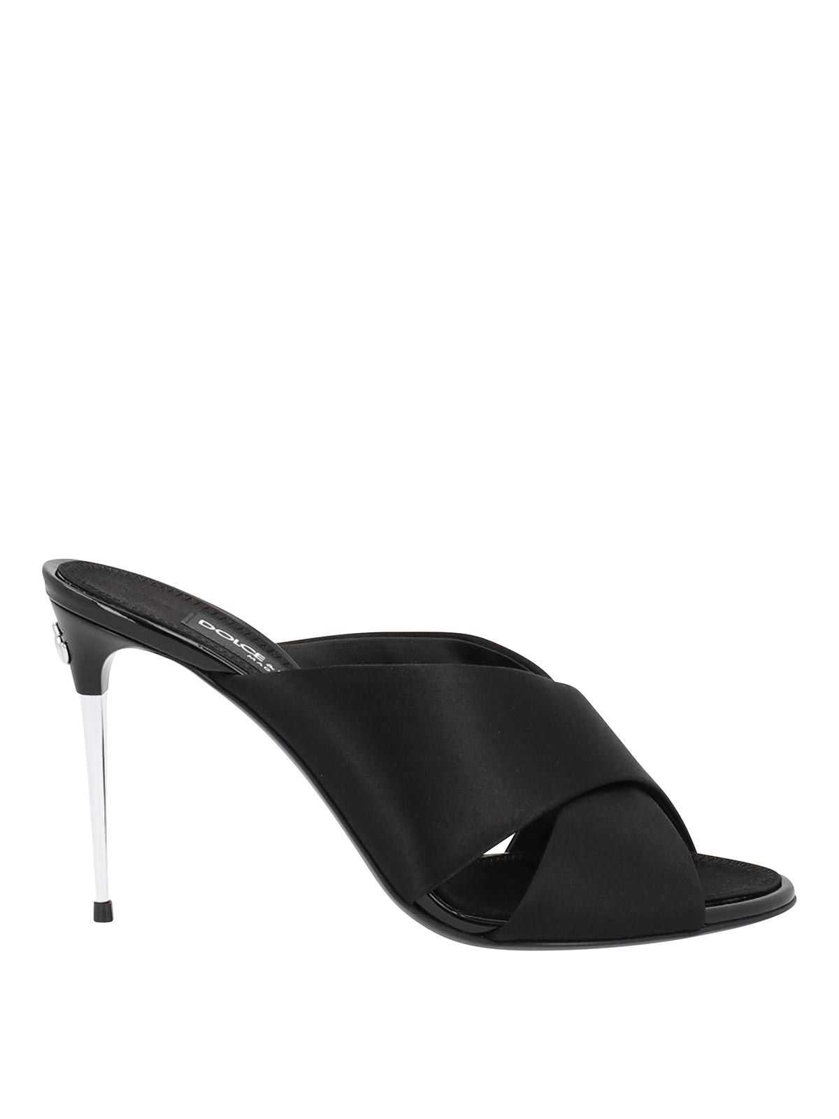 Shop Dolce & Gabbana Cross Sandal In Satin In Black
