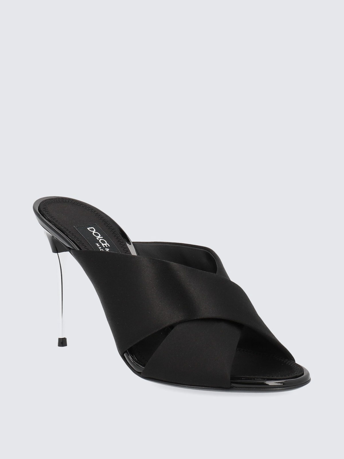 Shop Dolce & Gabbana Cross Sandal In Satin In Black