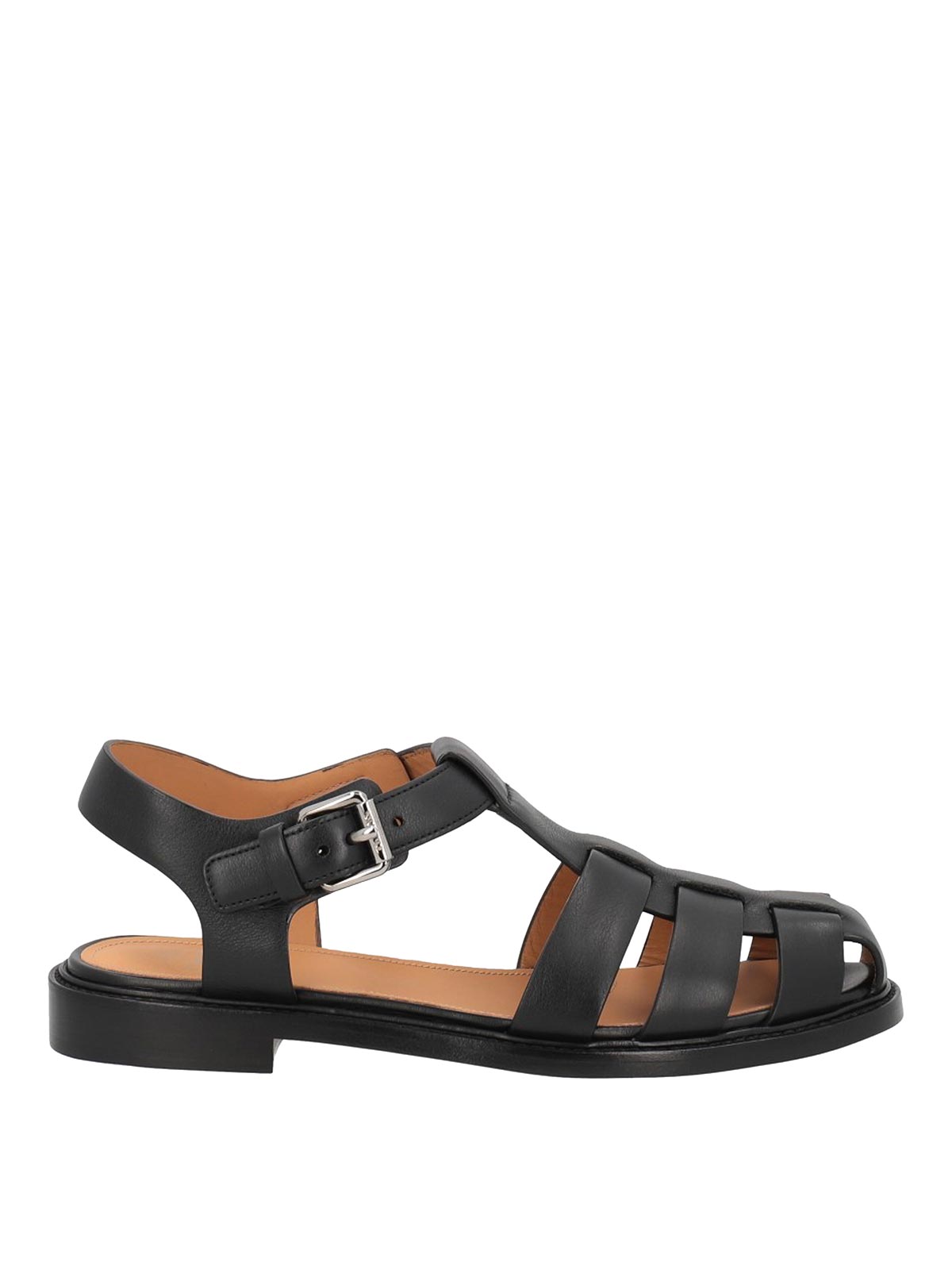 Church's Fisher Caged Leather Sandals In Black