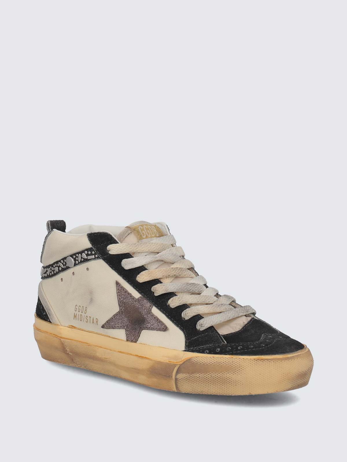 Shop Golden Goose Mid Star Sneakers In Nappa E Suede In Brown