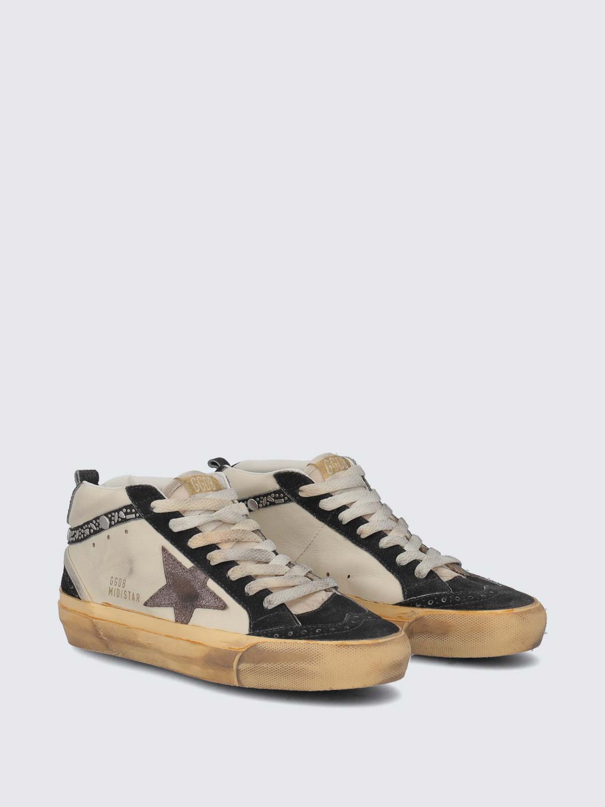 Shop Golden Goose Mid Star Sneakers In Nappa E Suede In Brown