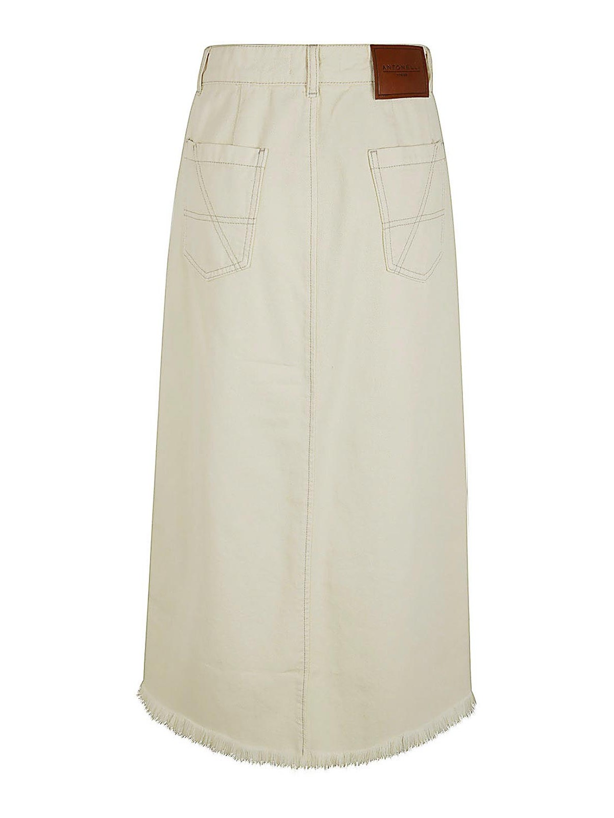 Shop Antonelli Firenze Iago Denim Skirt With Slit In White