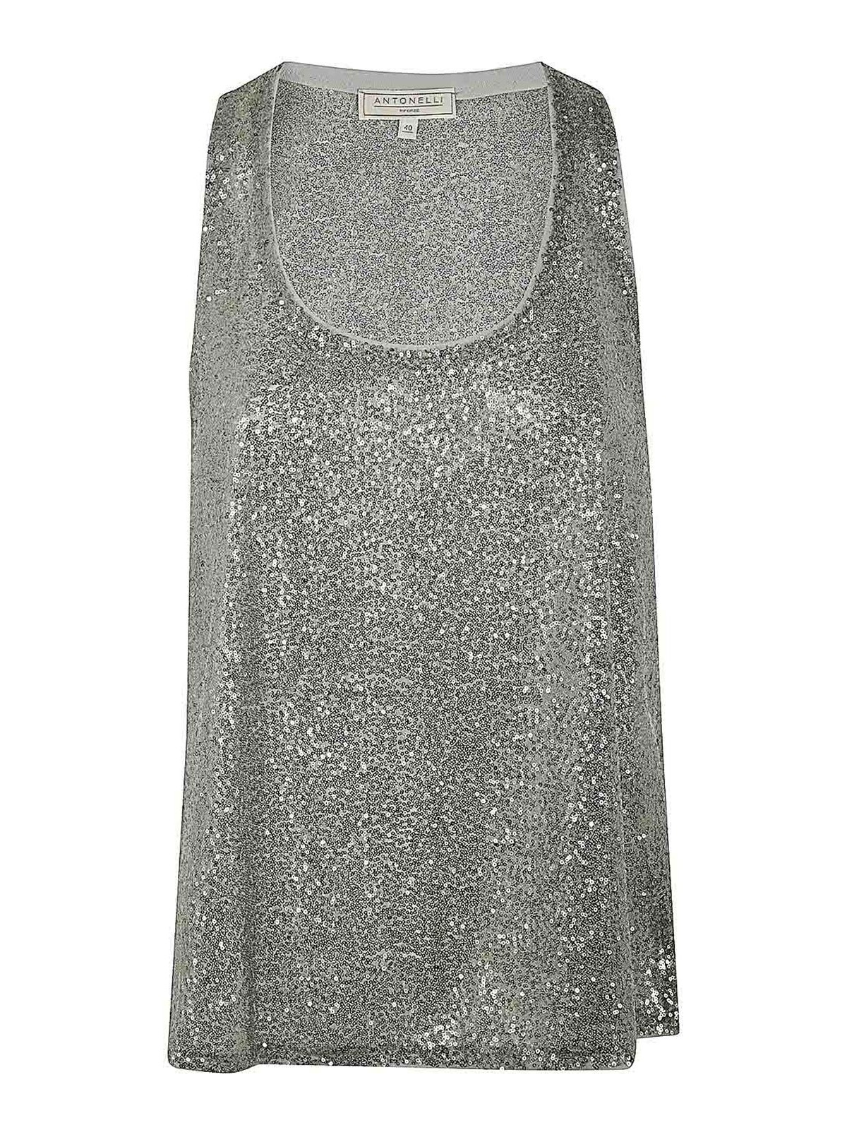 Shop Antonelli Firenze Cecil Top With Paillettes In Silver
