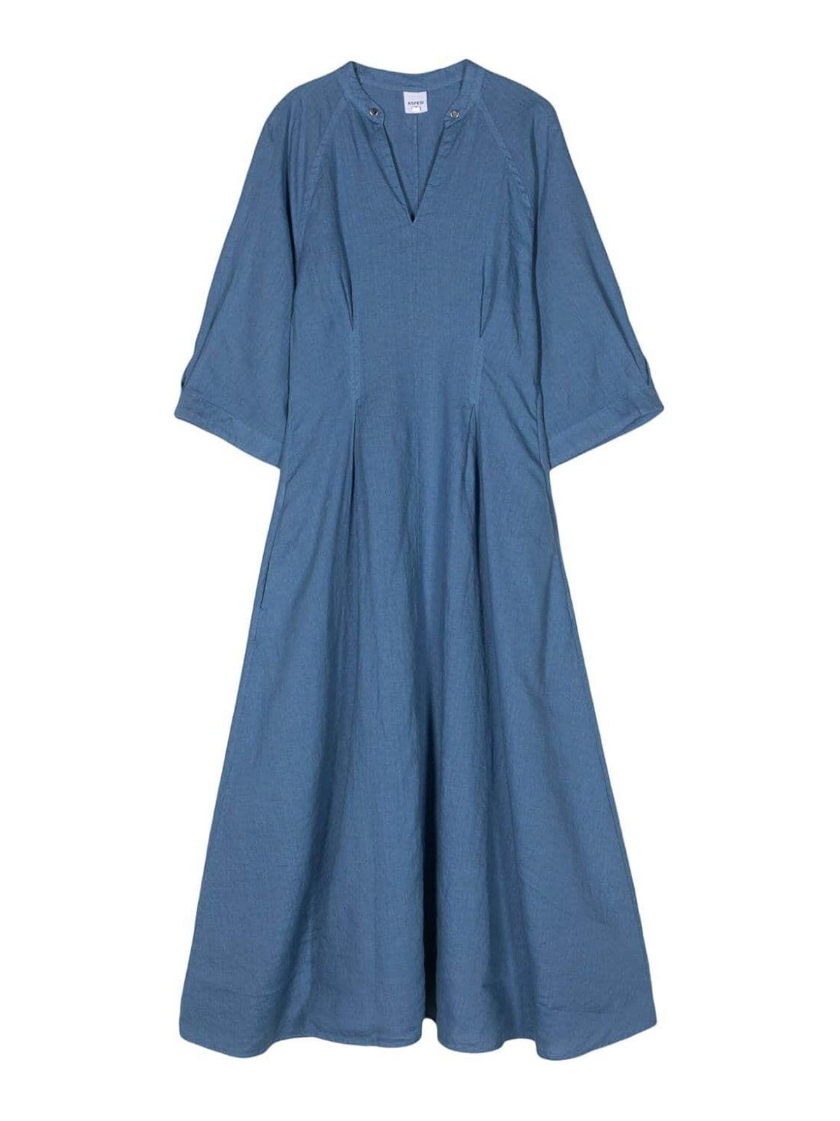 Shop Aspesi Linen Dress In Blue