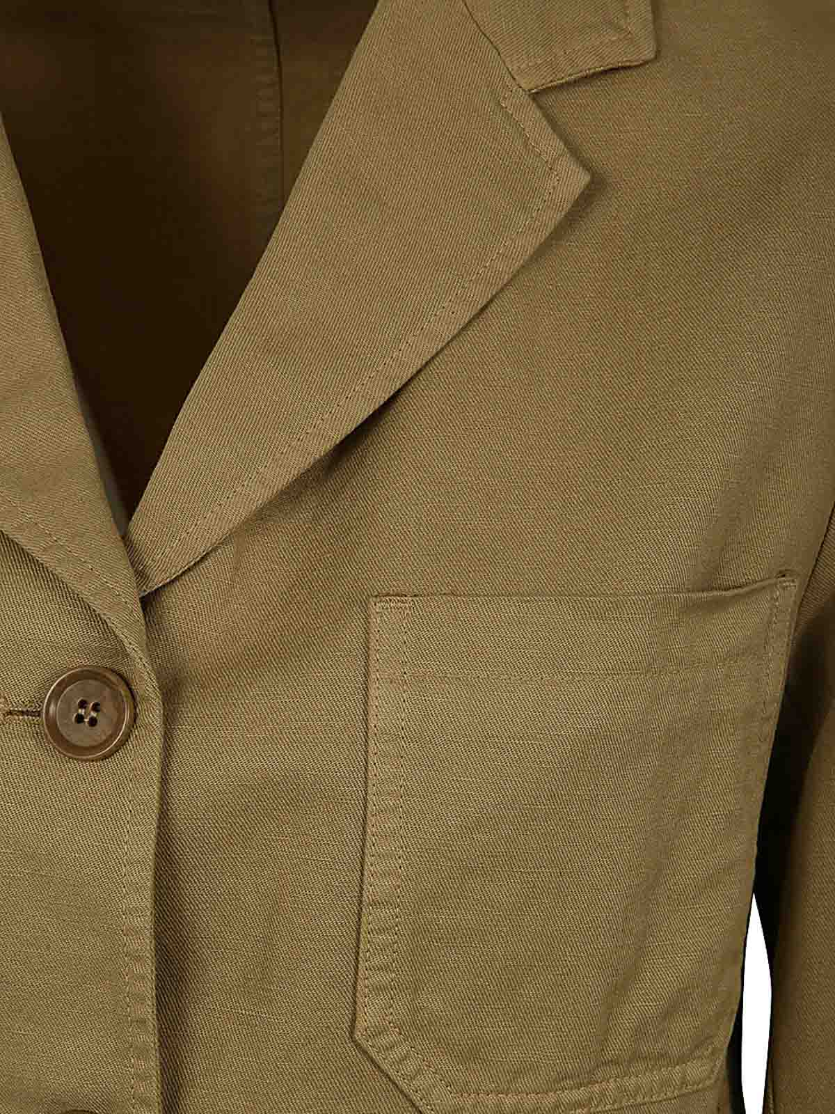Shop Aspesi Linen Jacket In Brown