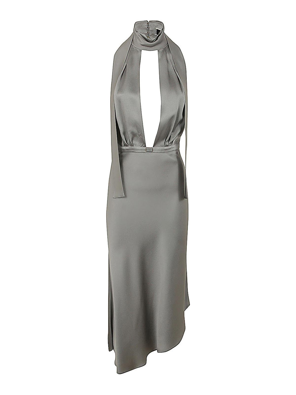 Shop Elisabetta Franchi Satin Dress In Grey