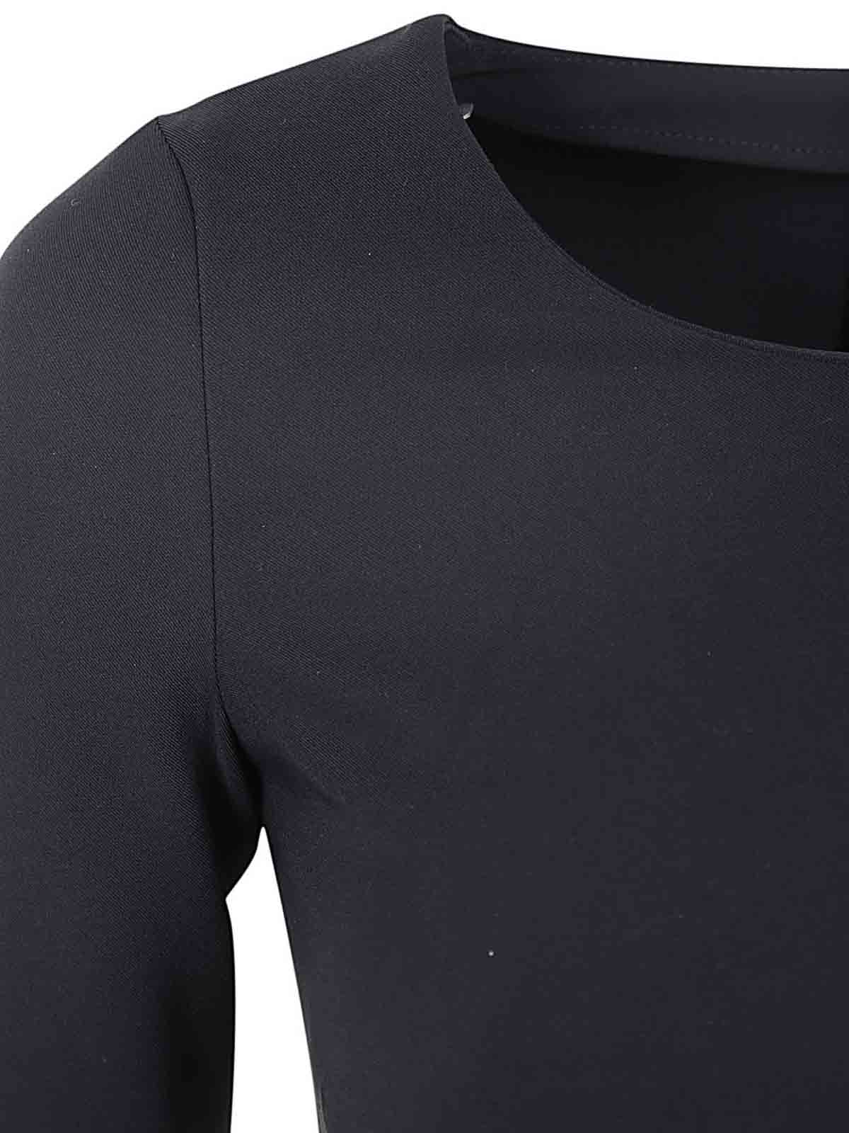 Shop Elisabetta Franchi Long Sleeves Crew Neck Pencil Dress In Black