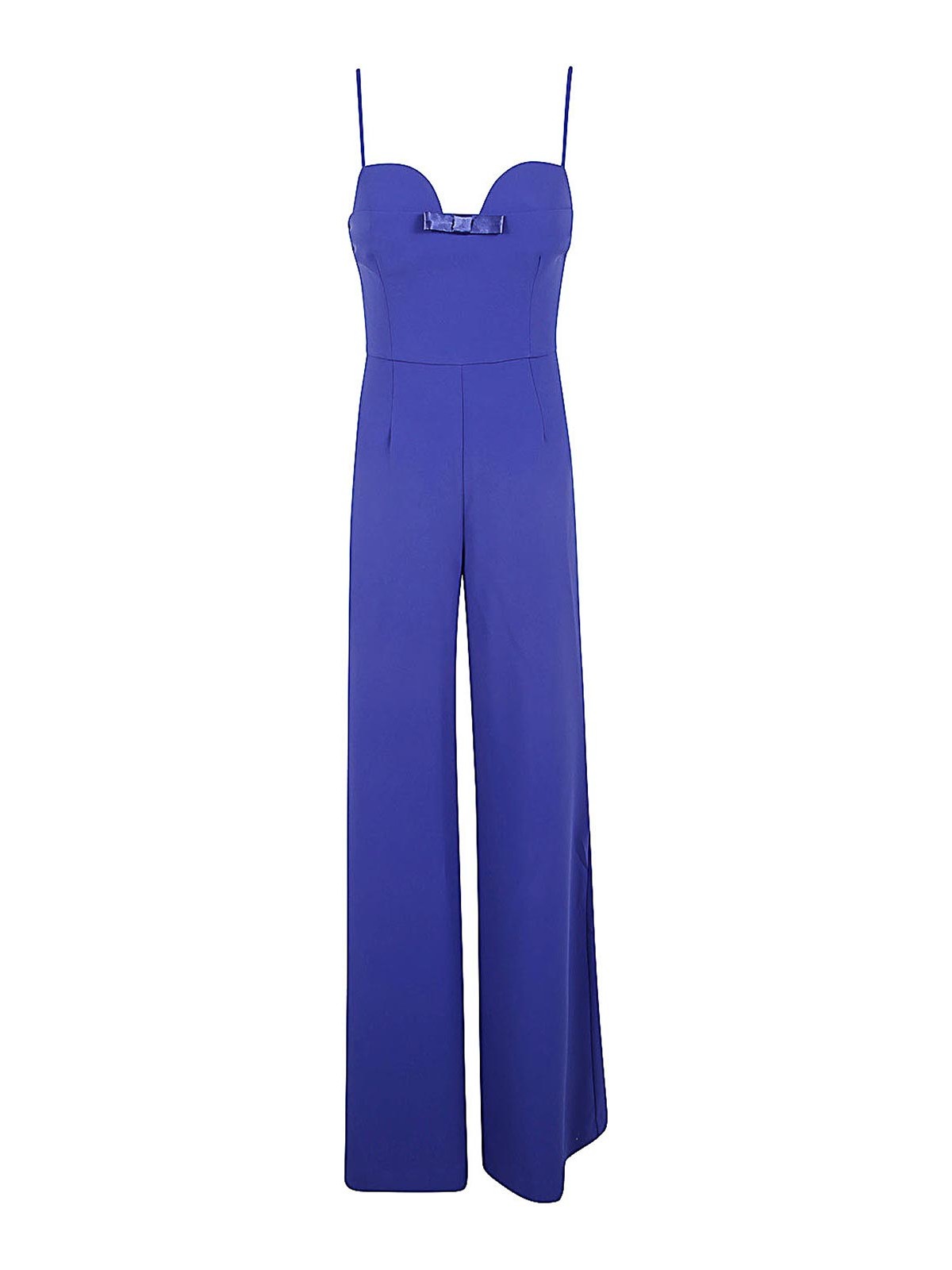 Shop Elisabetta Franchi Jumpsuit With Wide Leg Pants In Blue