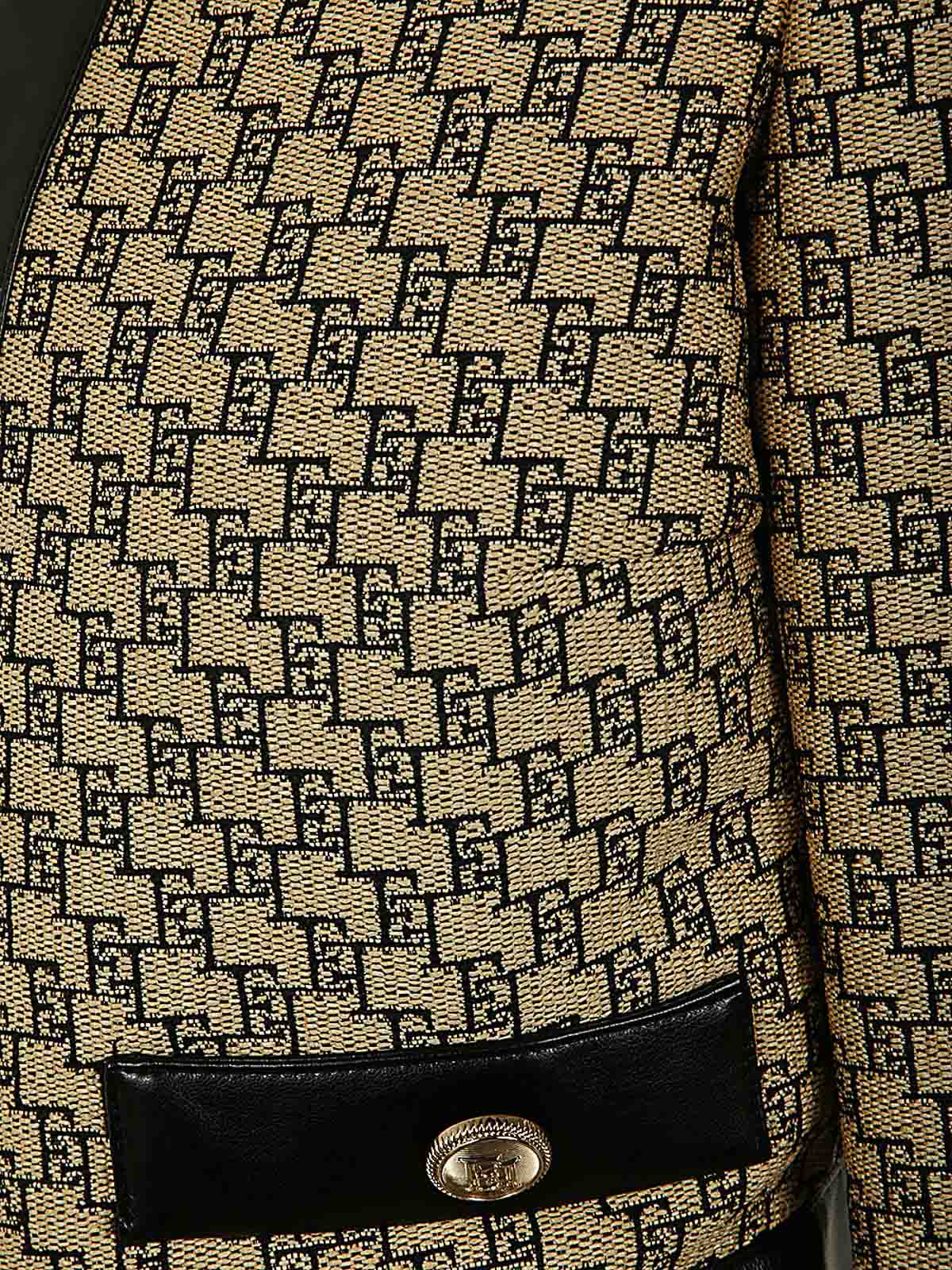 Shop Elisabetta Franchi Zipped Short Jacket With Logo In Brown