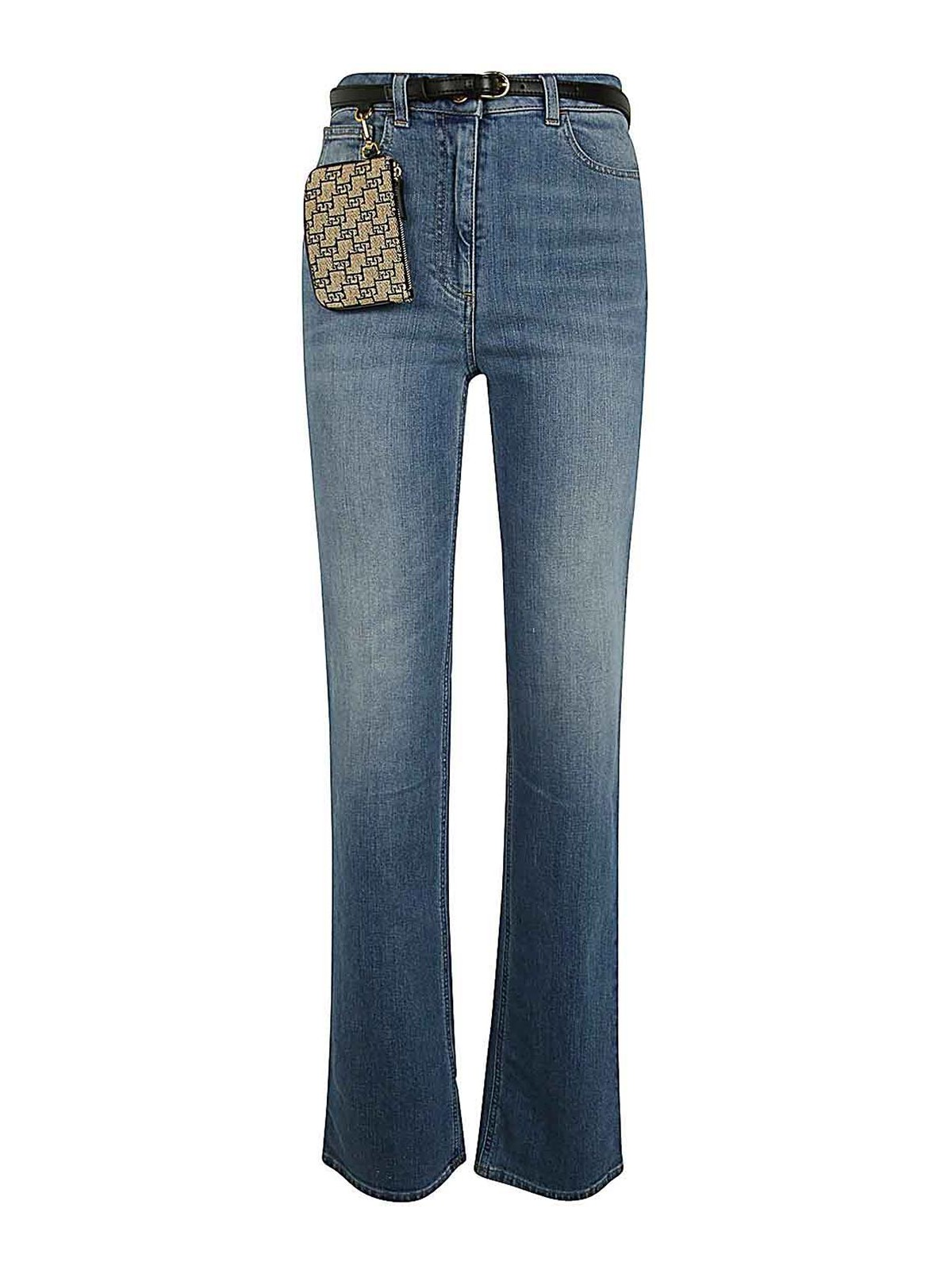 Shop Elisabetta Franchi Straight Leg Jeans In Blue