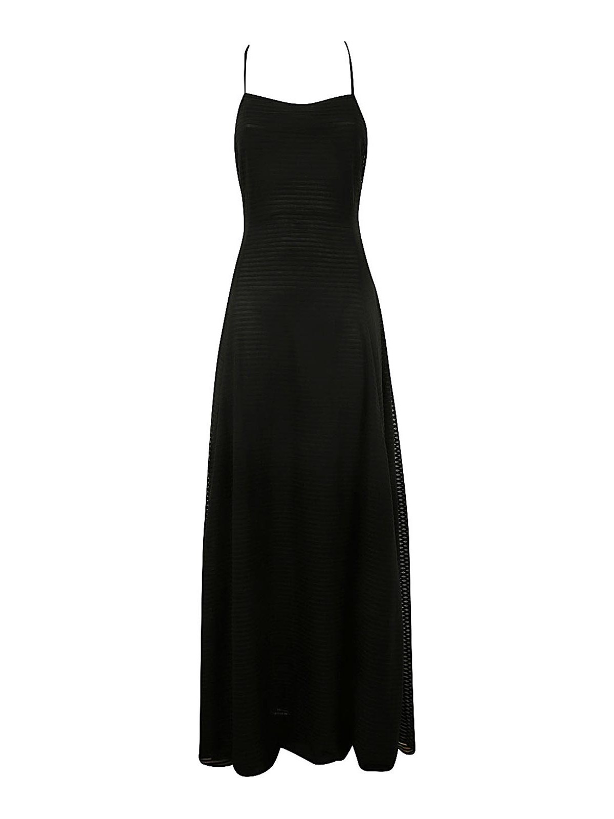 Shop Emporio Armani Striped Long Dress In Black