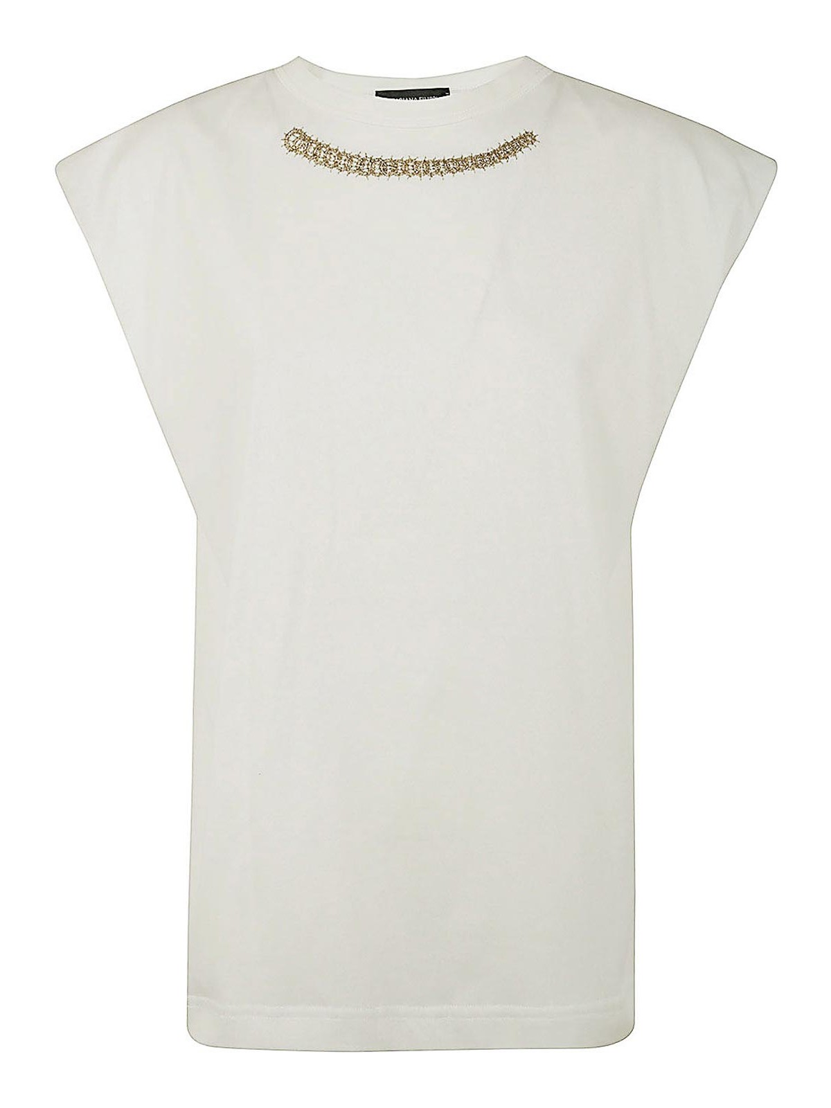 Shop Fabiana Filippi Down Shoulder T-shirt In White