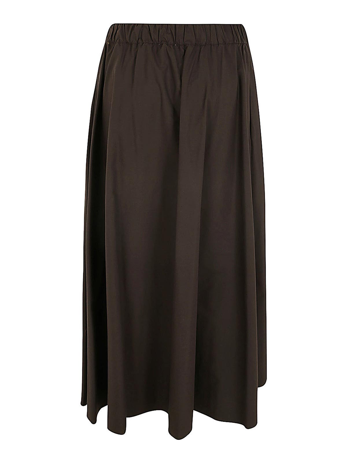 Shop P.a.r.o.s.h Long Skirt With Elastic Band In Brown
