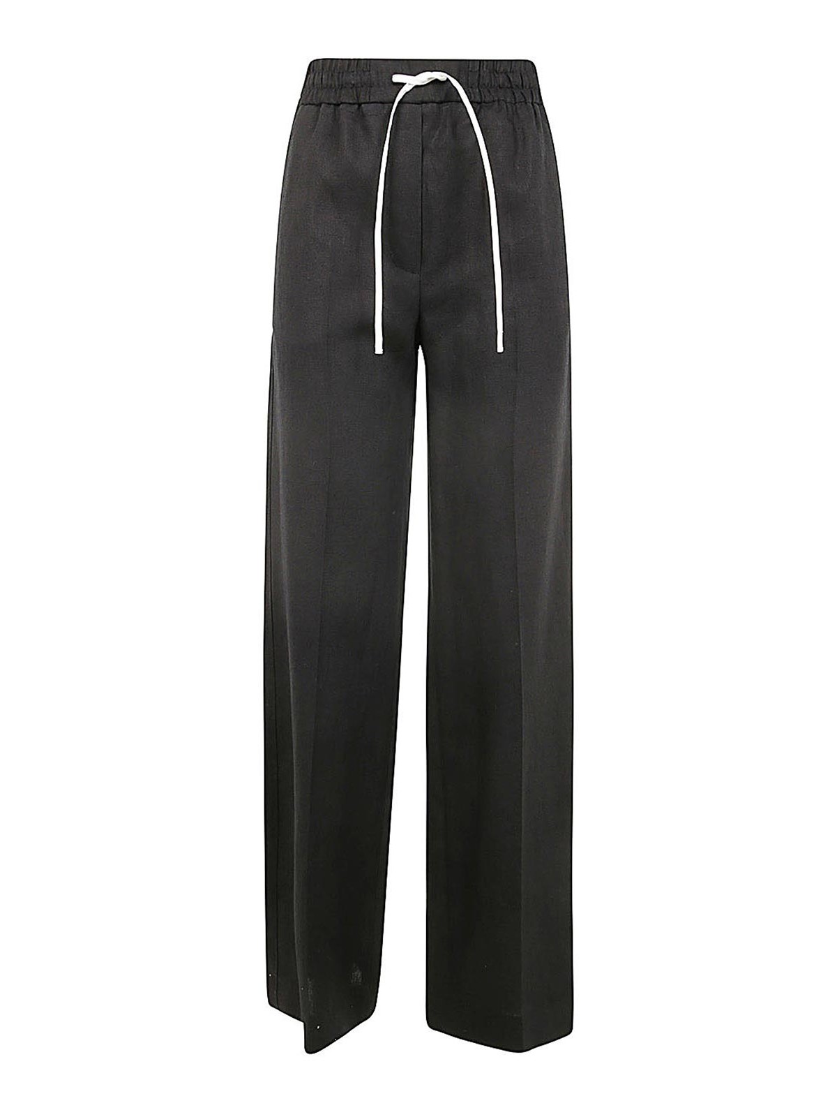 Shop Paul Smith Wide Leg Pants With Coulisse In Black