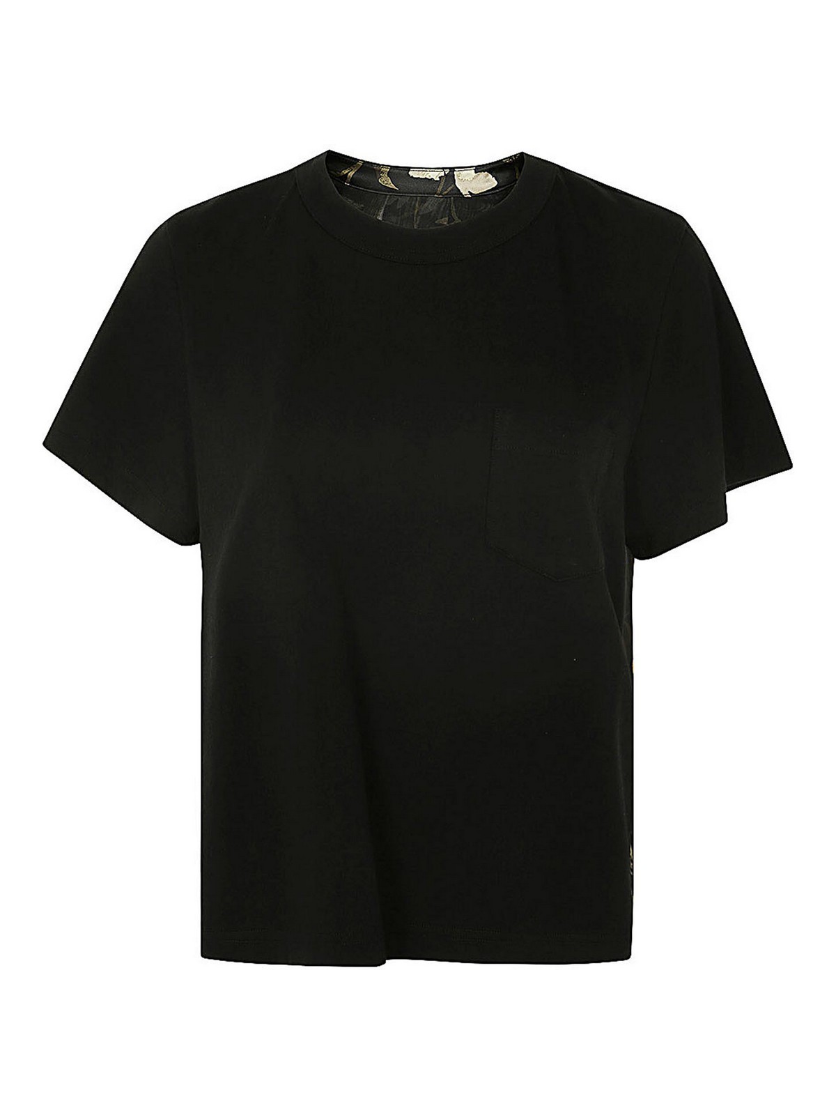 Shop Sacai Floral Print Cotton Jersey T-shirt In Black
