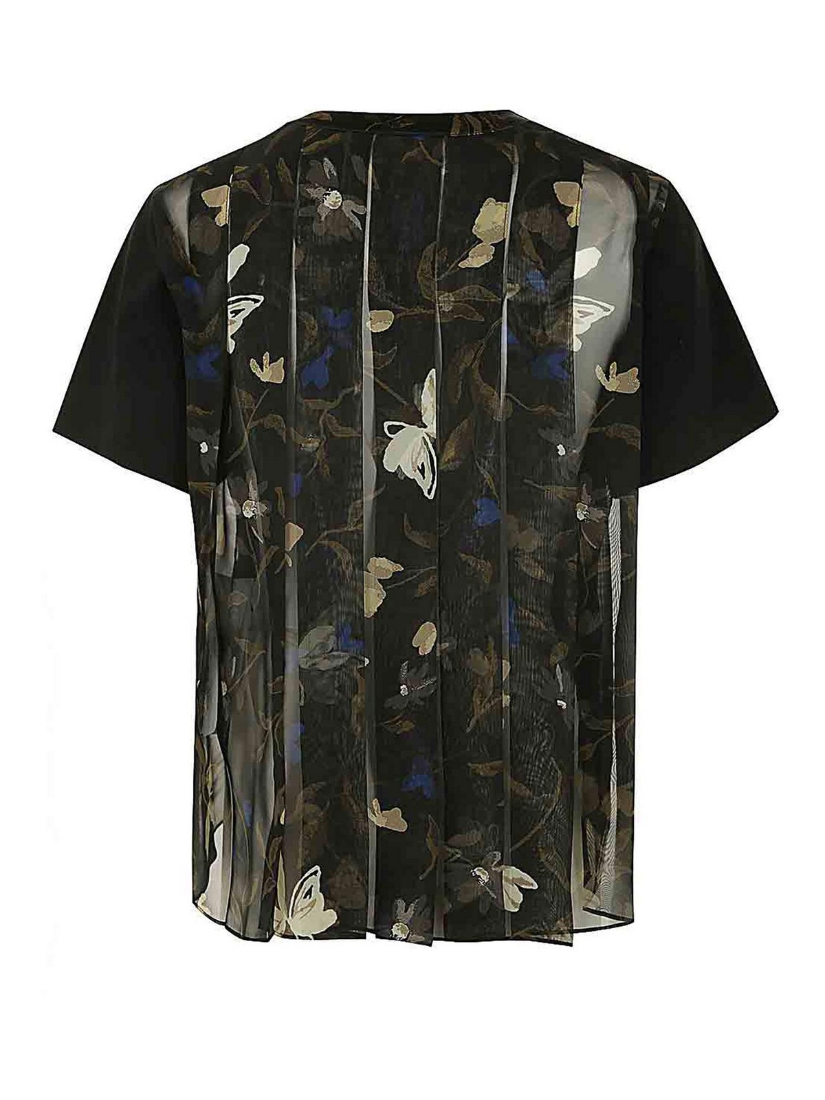 Shop Sacai Floral Print Cotton Jersey T-shirt In Black