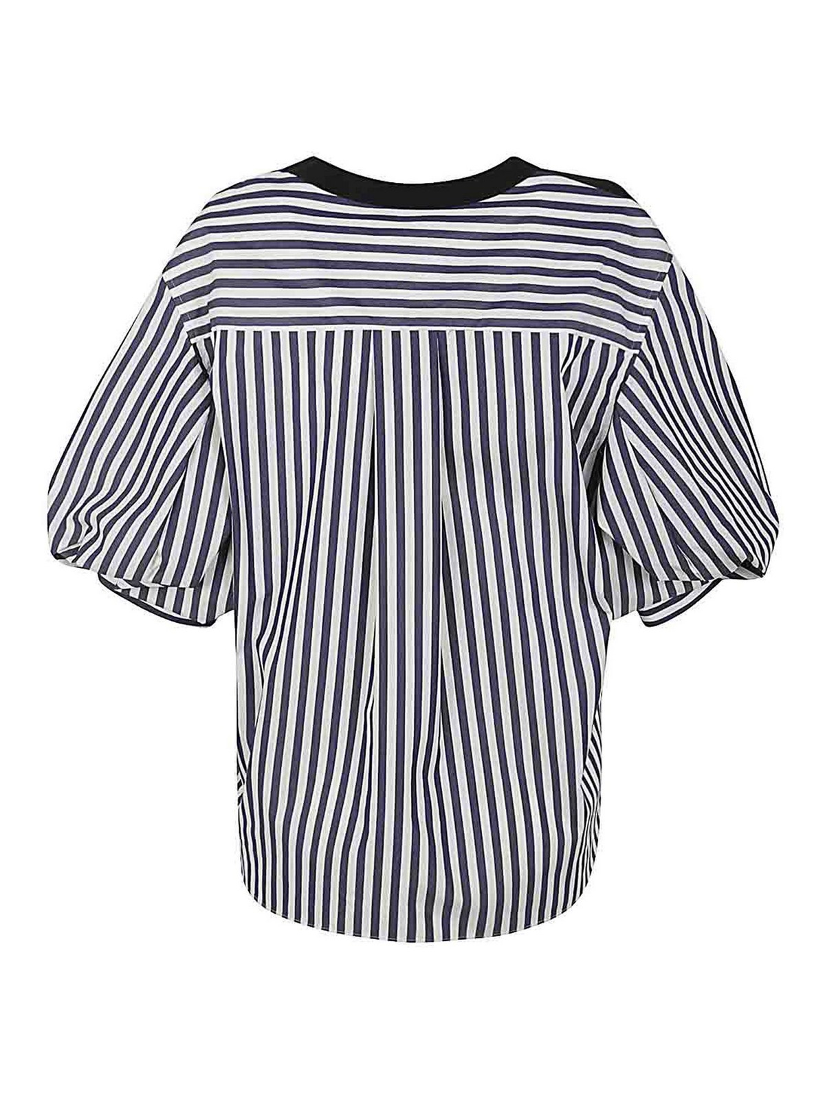 Sacai Cotton Poplin X Cotton Jersey T-Shirt - Blue|2407311240