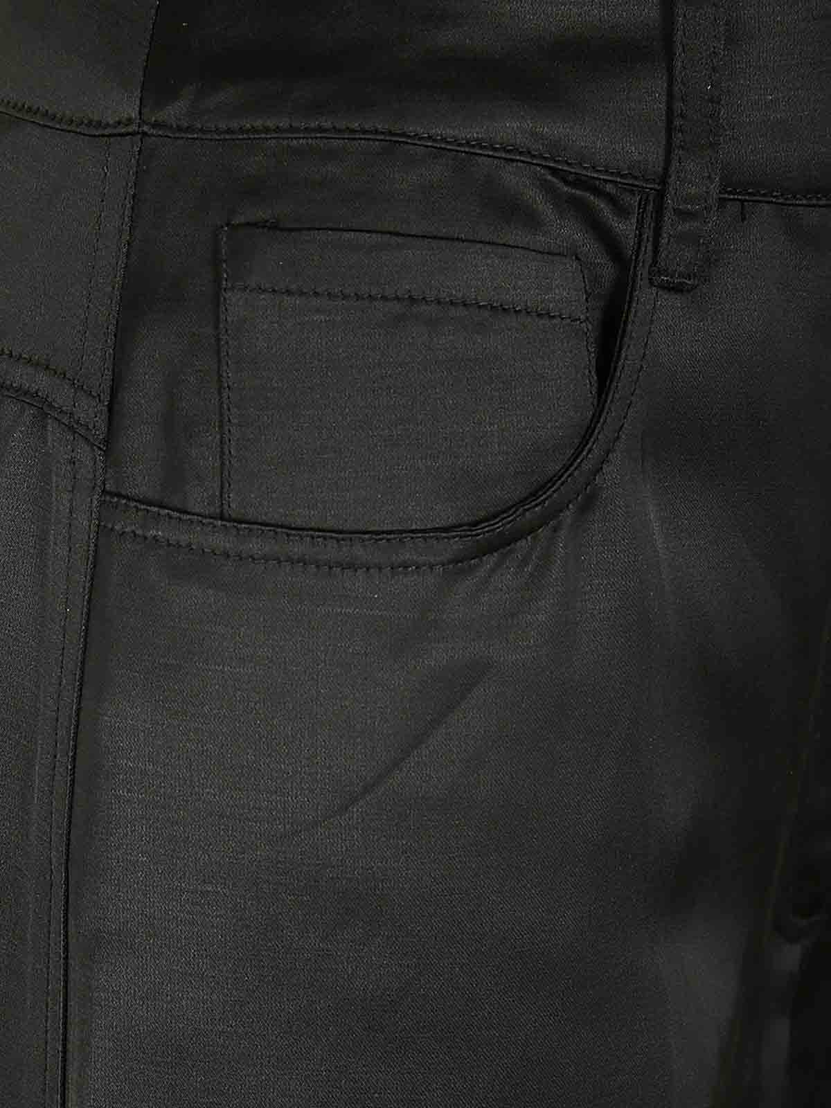 Shop Self-portrait Black Satin Cargo Trouser