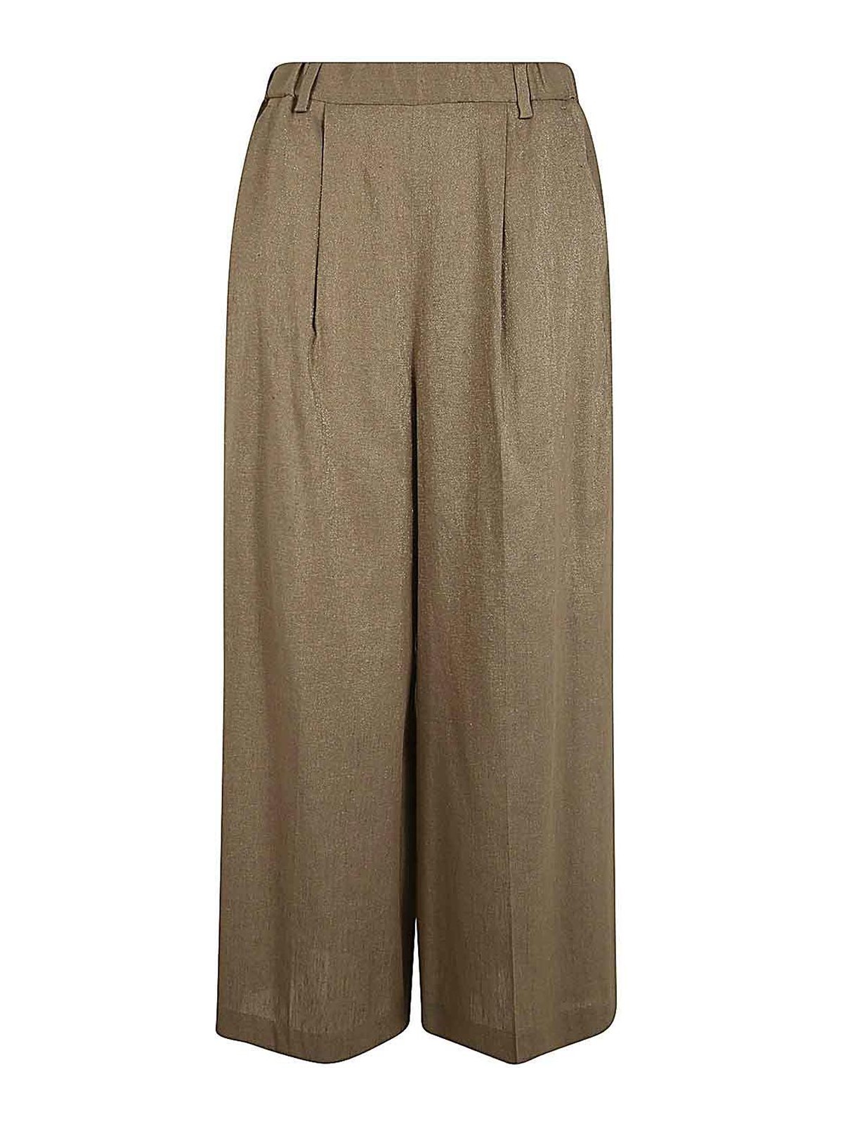 Shop Seventy Lurex Wide Leg Pants In Brown