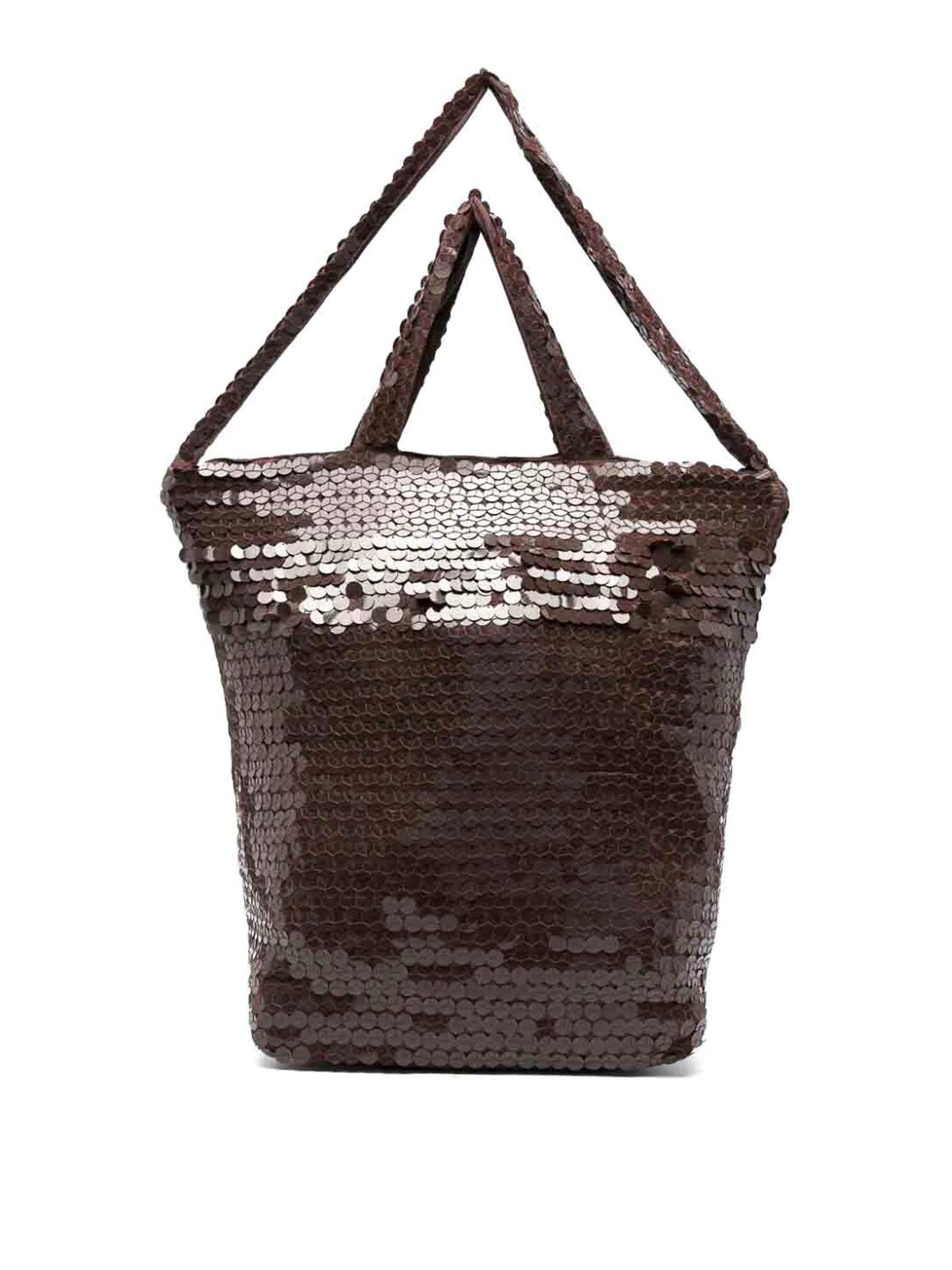 Shop P.a.r.o.s.h Sequined Satchel In Brown