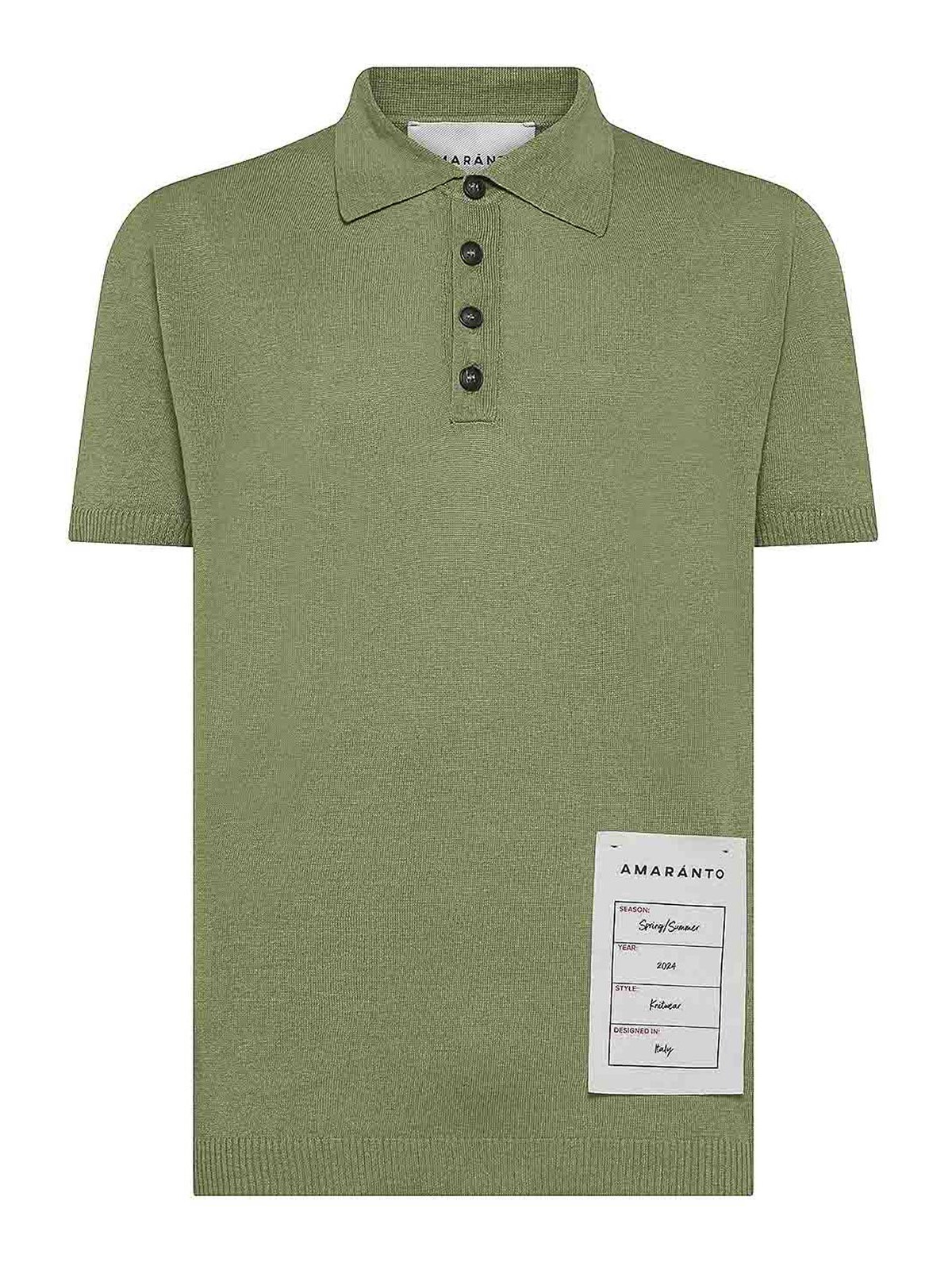 Shop Amaranto Polo Label Detail In Verde