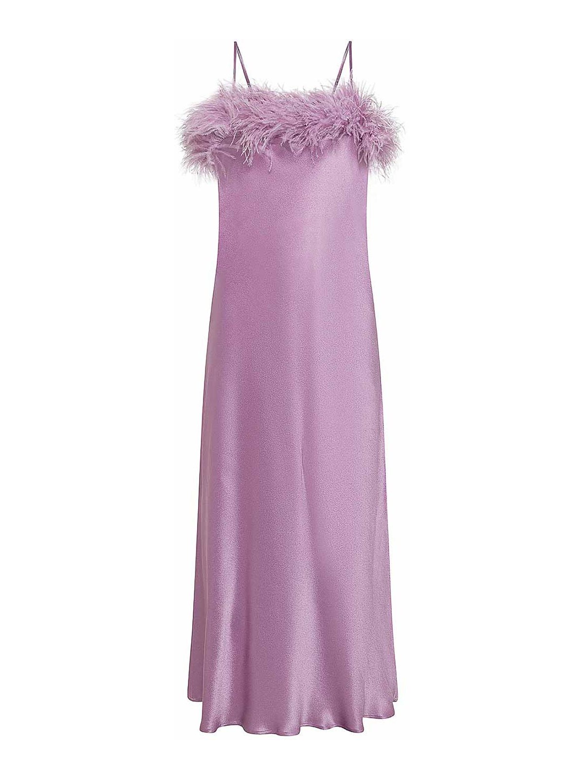 Antonelli Firenze Dress With Feathers In Púrpura