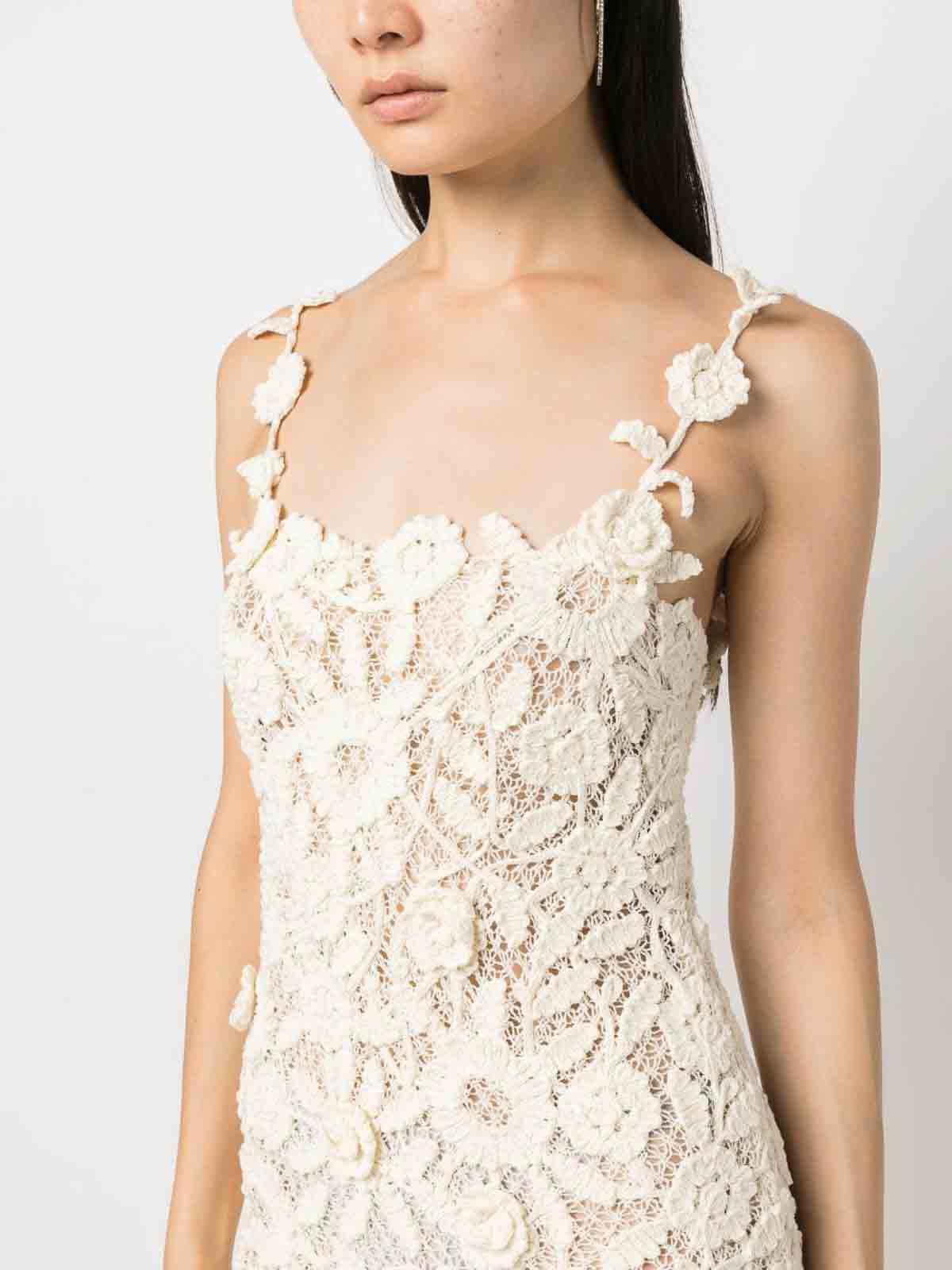 Shop Blumarine Crochet Dress In Blanco
