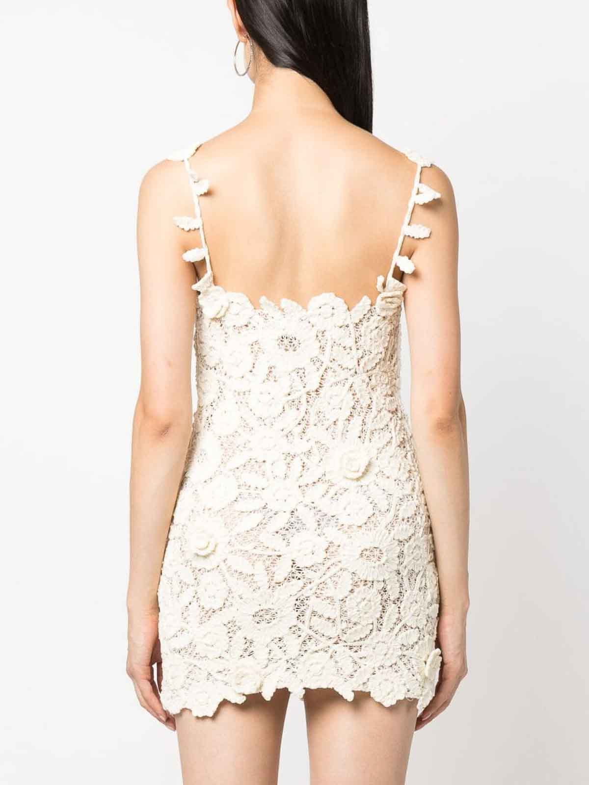 Shop Blumarine Crochet Dress In Blanco