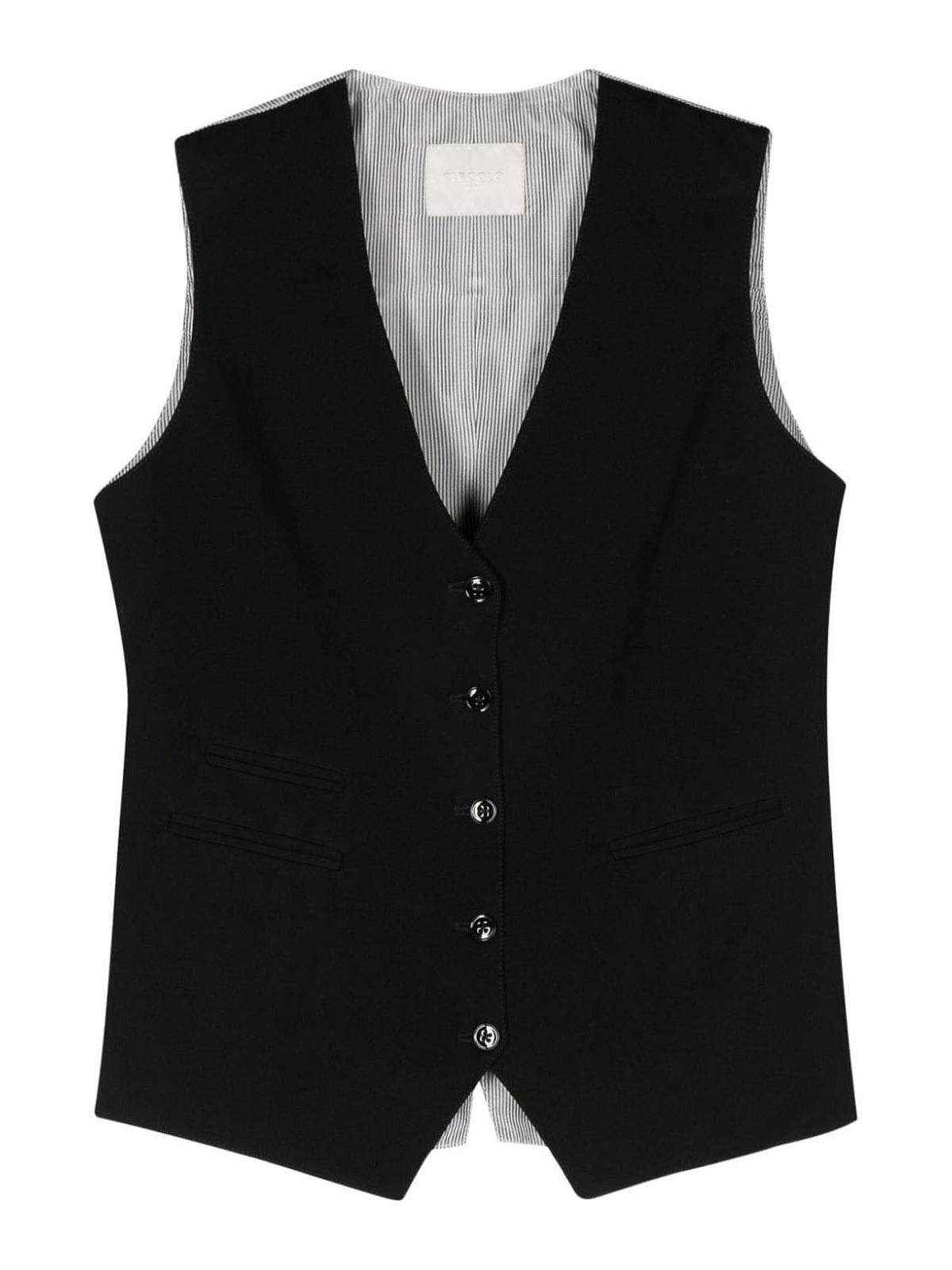 Shop Circolo 1901 Striped Pattern Vest In Negro