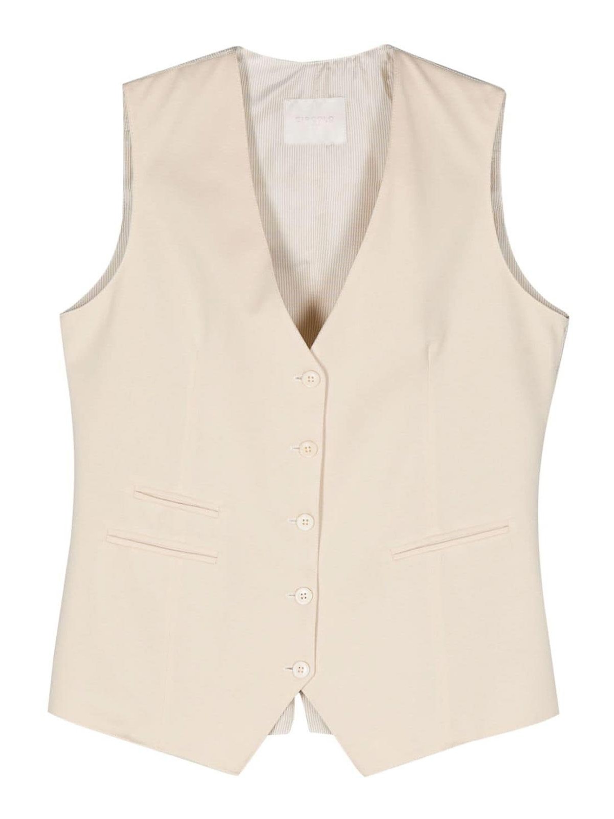 Shop Circolo 1901 Striped Pattern Vest In Beis