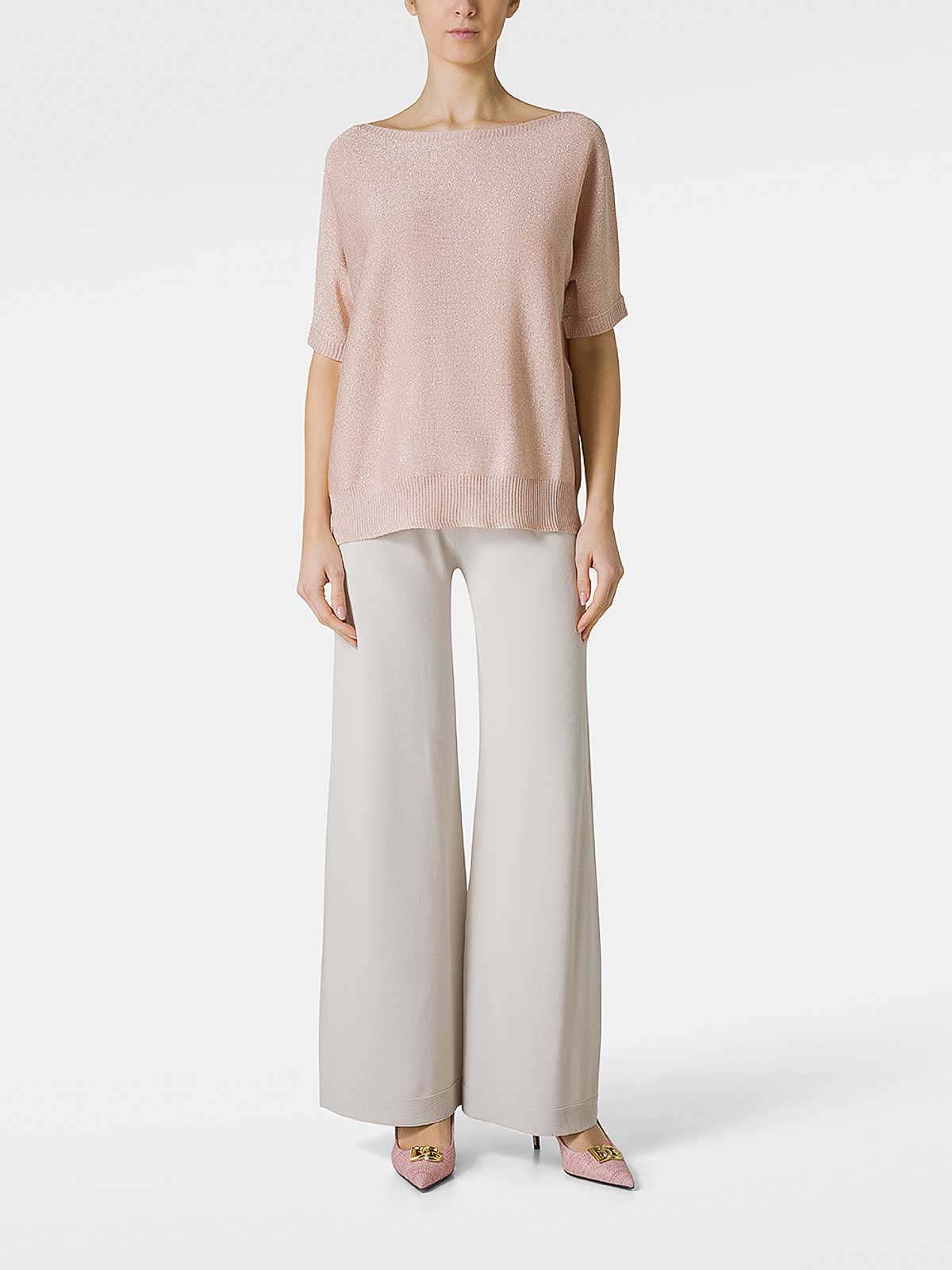 Shop D Exterior Boat Neck Sweater In Color Carne Y Neutral