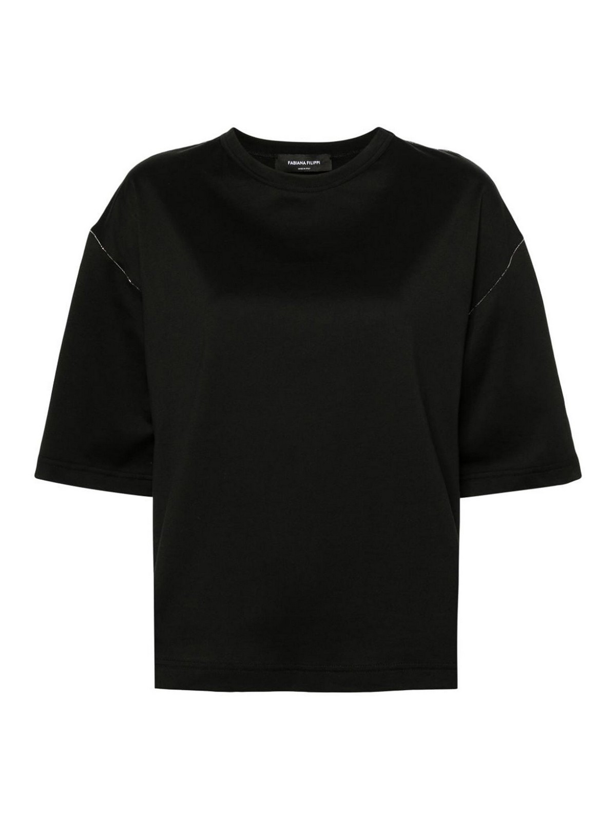 Shop Fabiana Filippi Dropped Sleeve T-shirt In Negro