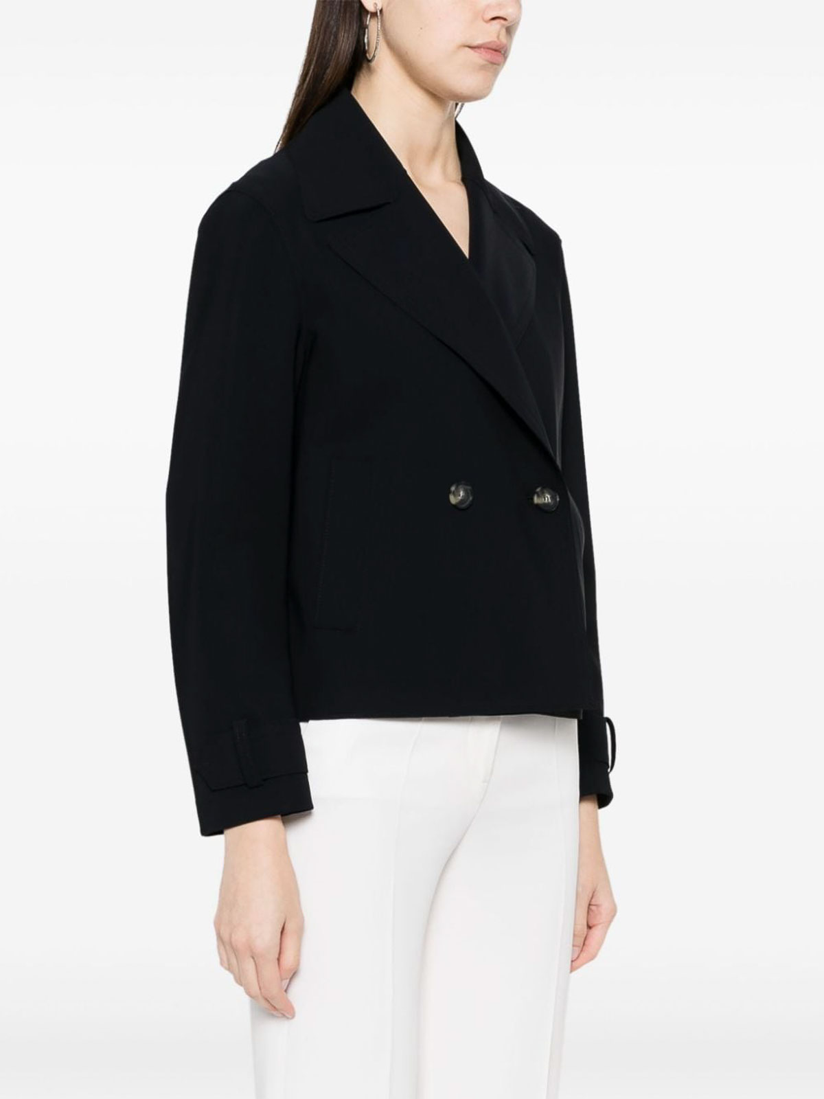 Shop Harris Wharf London Double-breasted Coat In Negro
