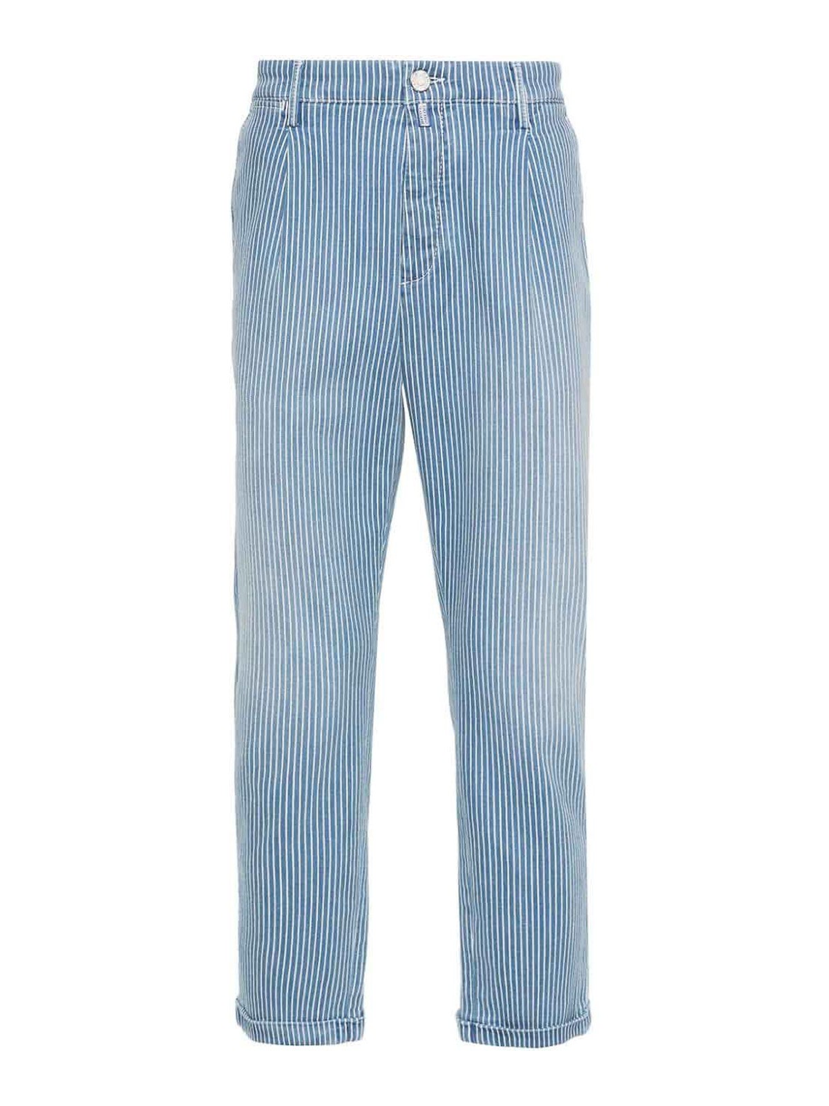 Shop Jacob Cohen Striped Jeans In Azul Claro